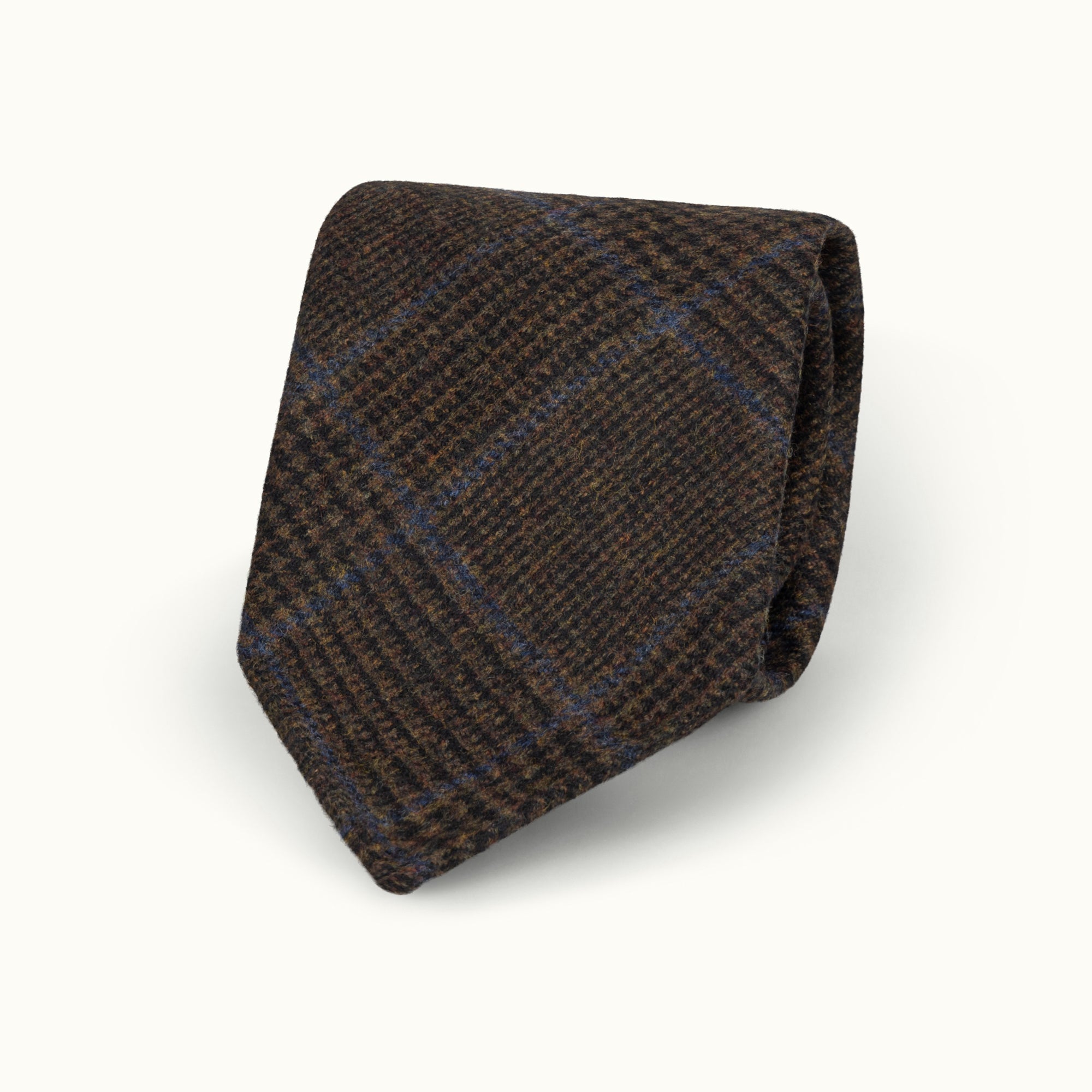 Brown Prince of Wales Wool-Cashmere Tie