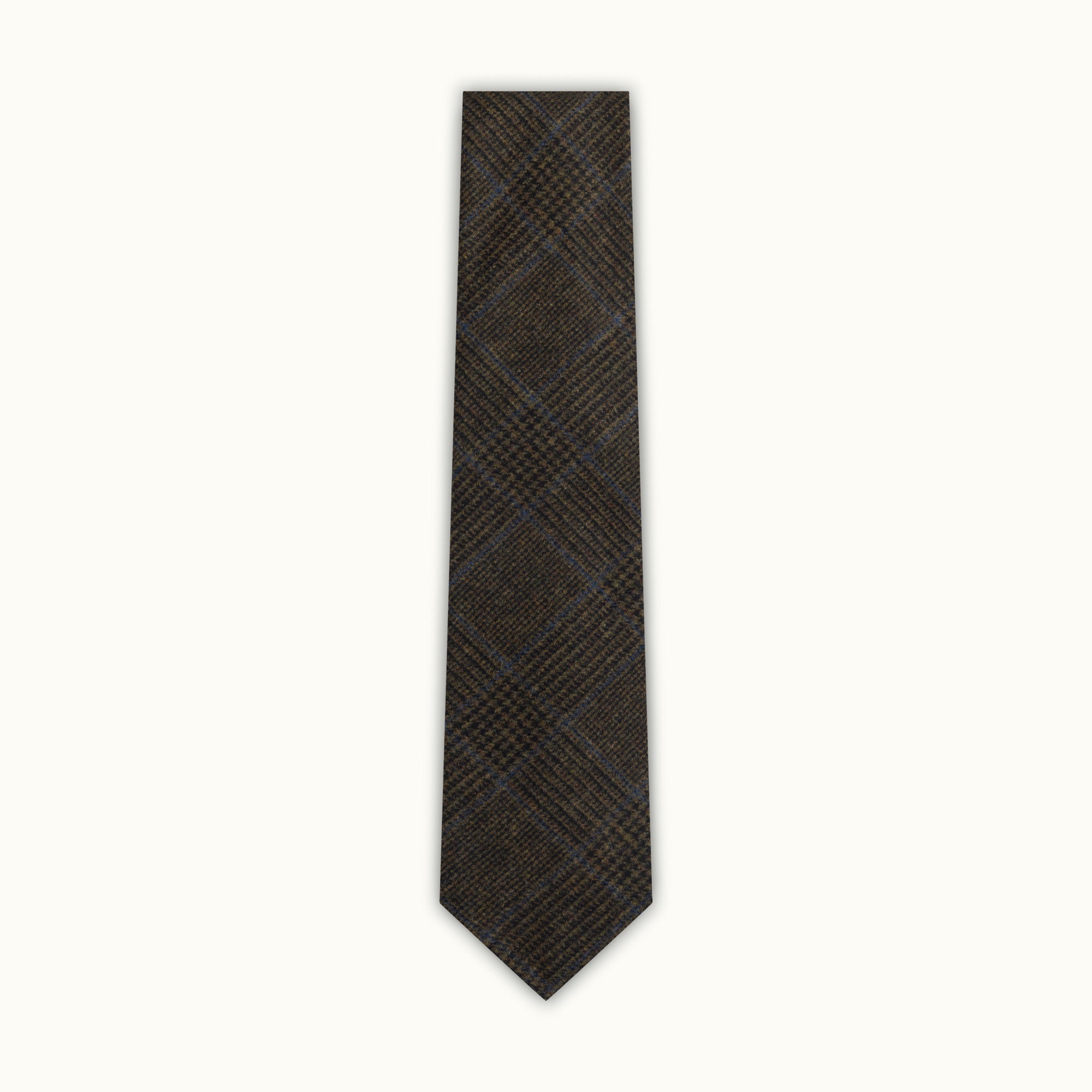 Brown Prince of Wales Wool-Cashmere Tie