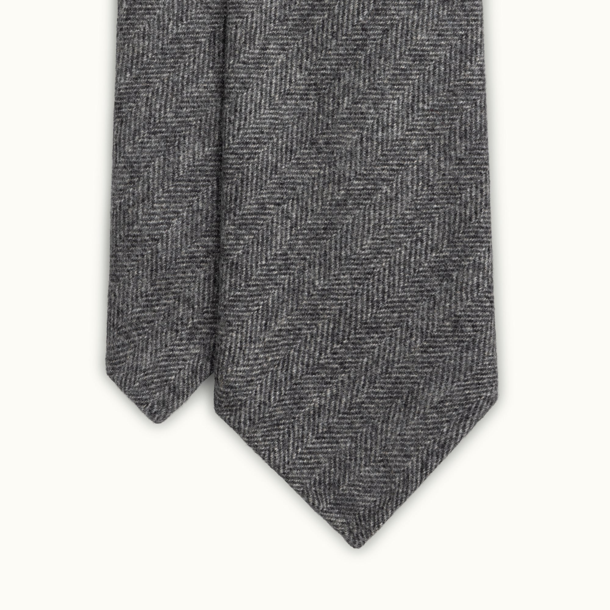 Grey Herringbone Pure Cashmere Tie