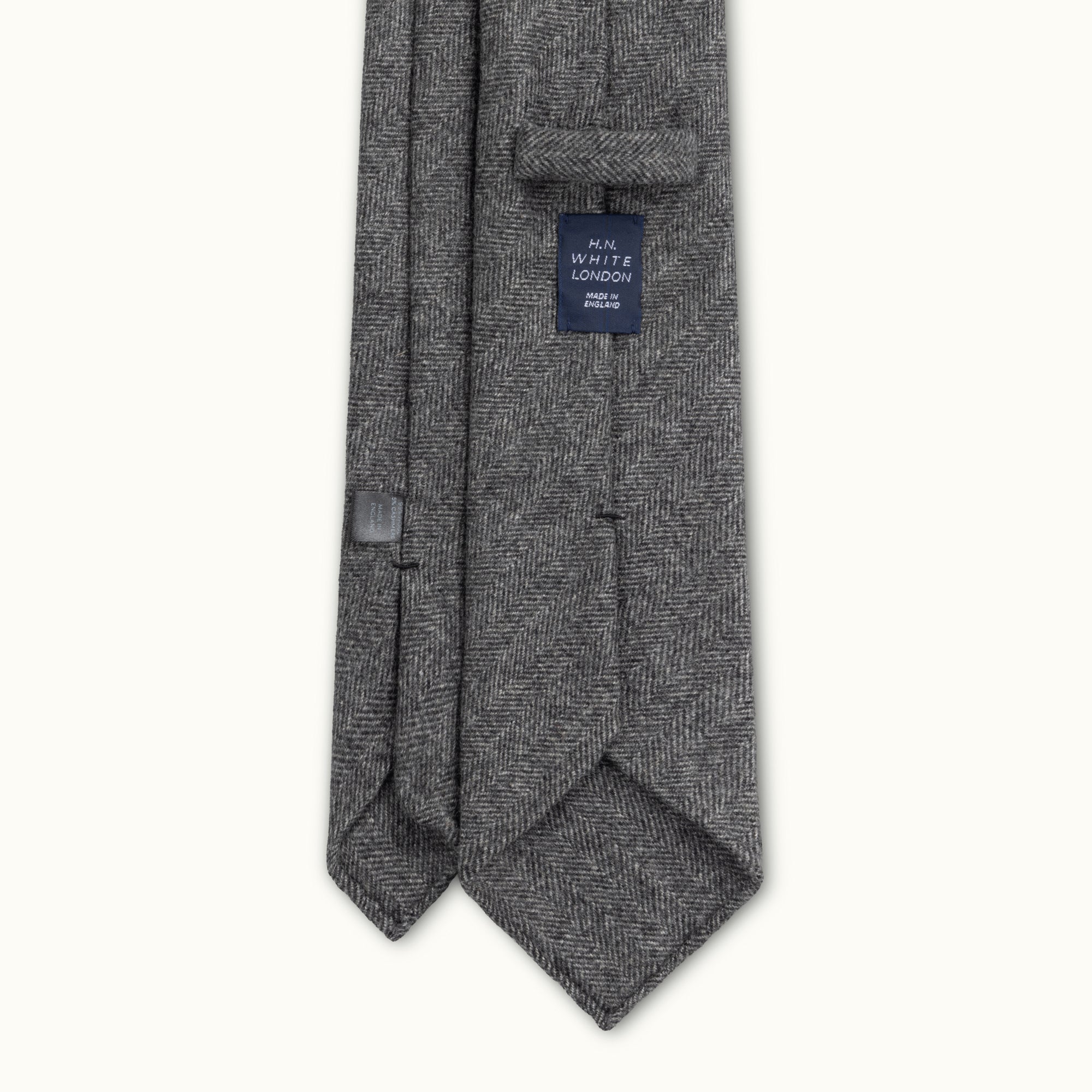 Grey Herringbone Pure Cashmere Tie