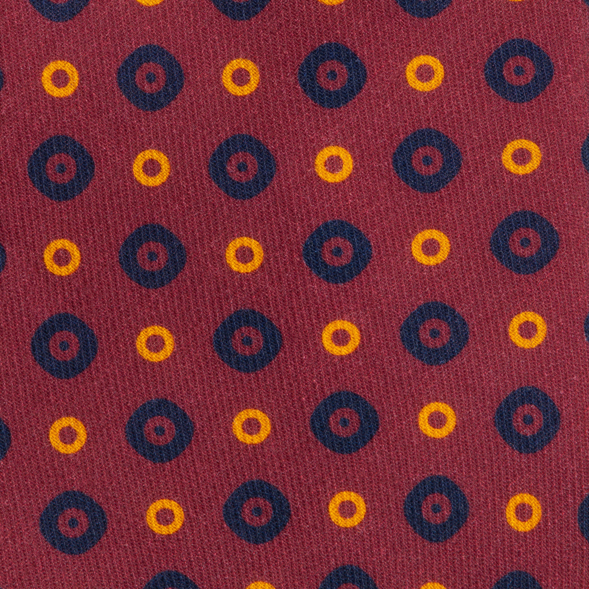 Burgundy & Navy Circles Wool Challis Tie