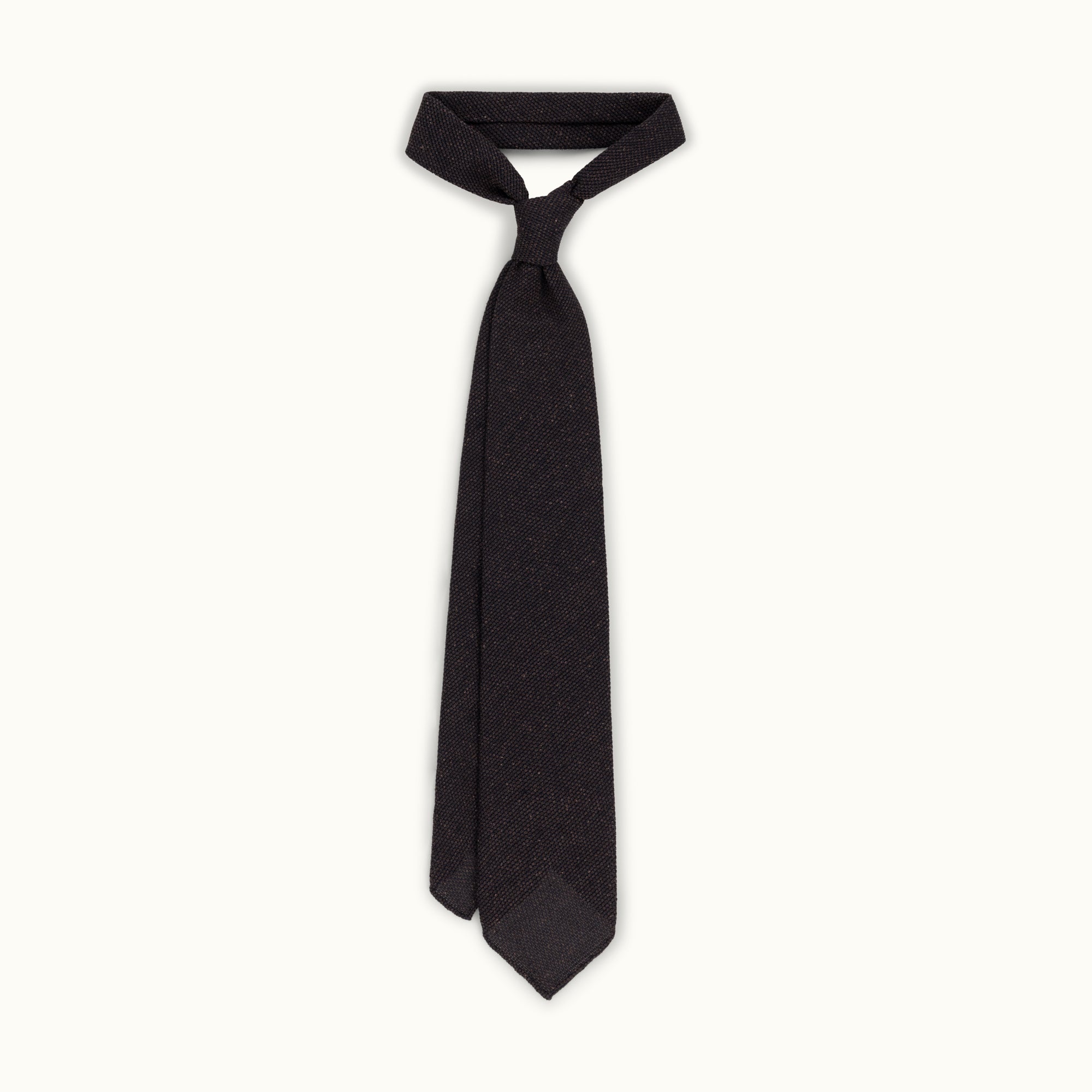 Brown Melange Wool-Silk Grenadine Tie