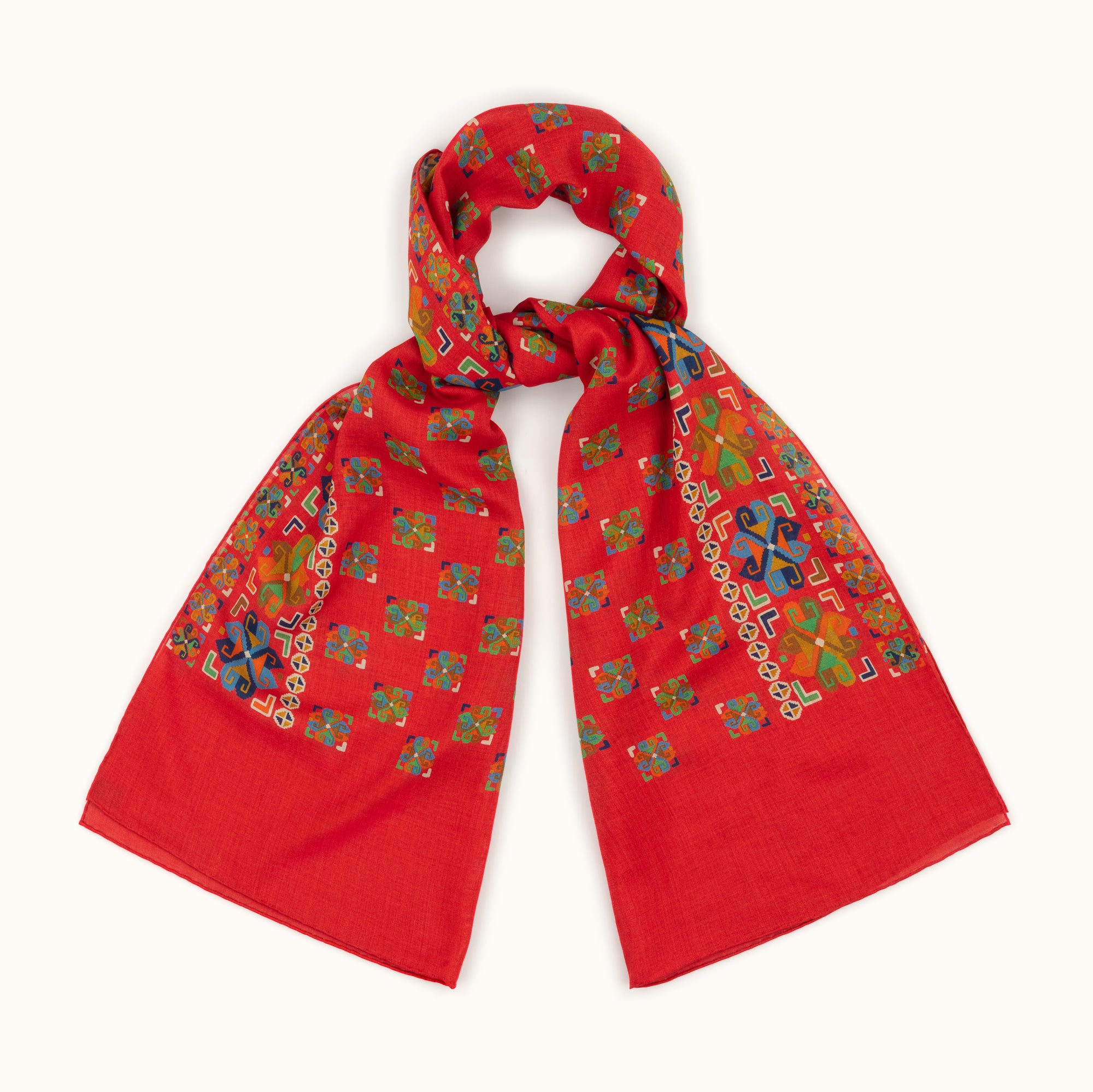Scarlet Exploded Aztec Print Scarf