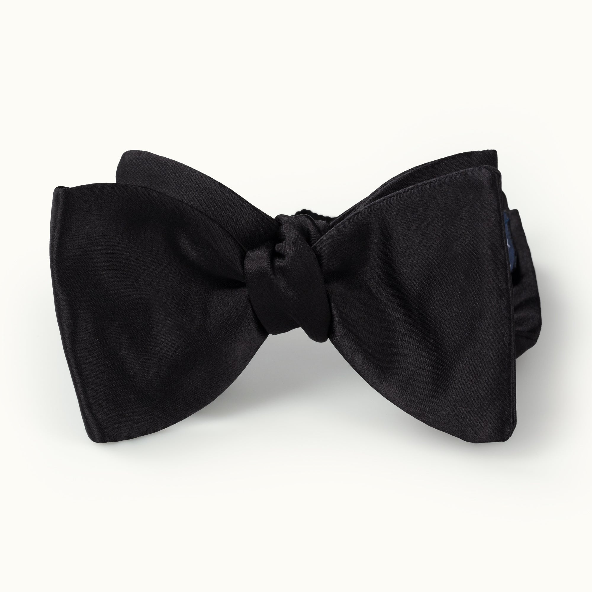 Black Satin Thistle Silk Bow Tie