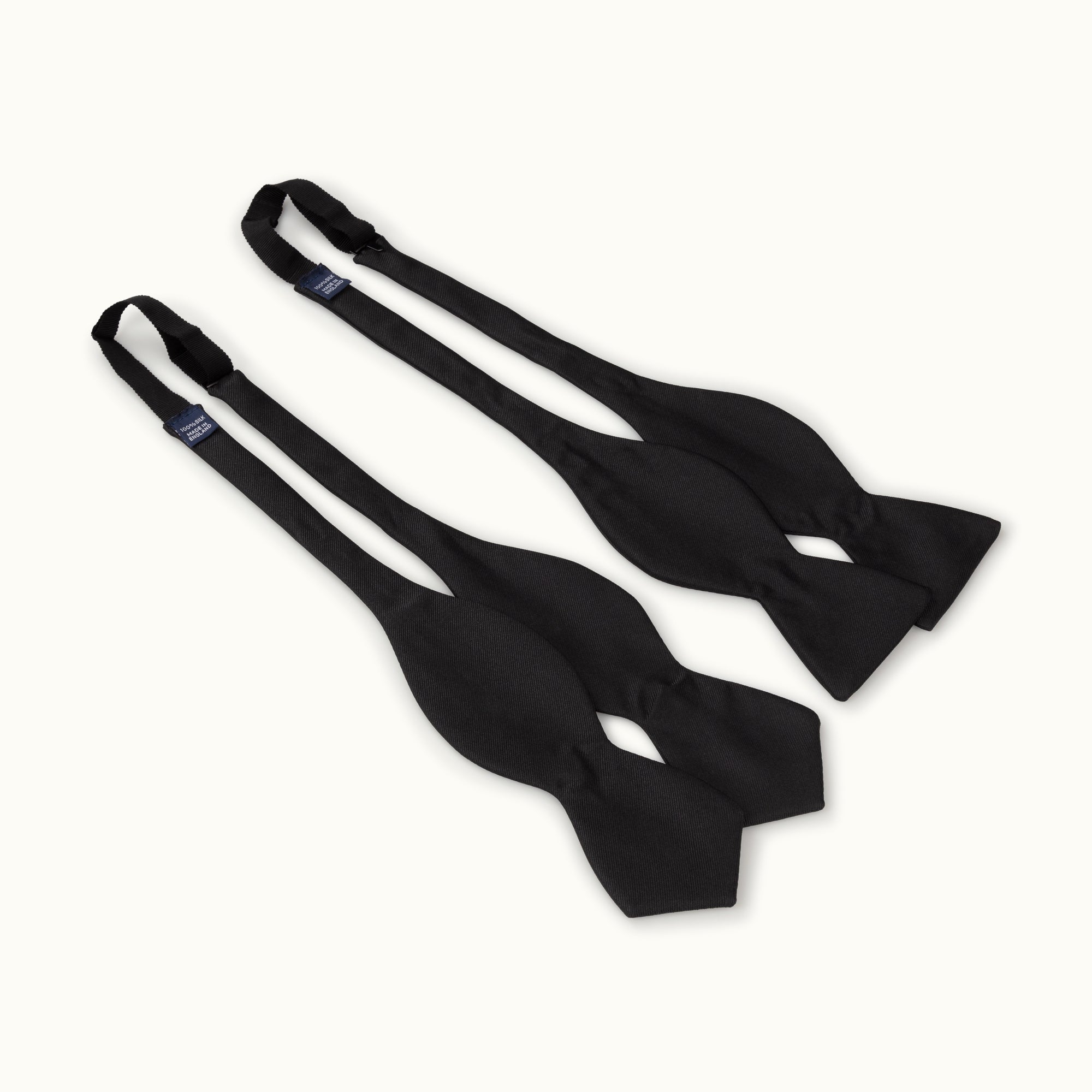 Black Grosgrain Diamond Silk Bow Tie