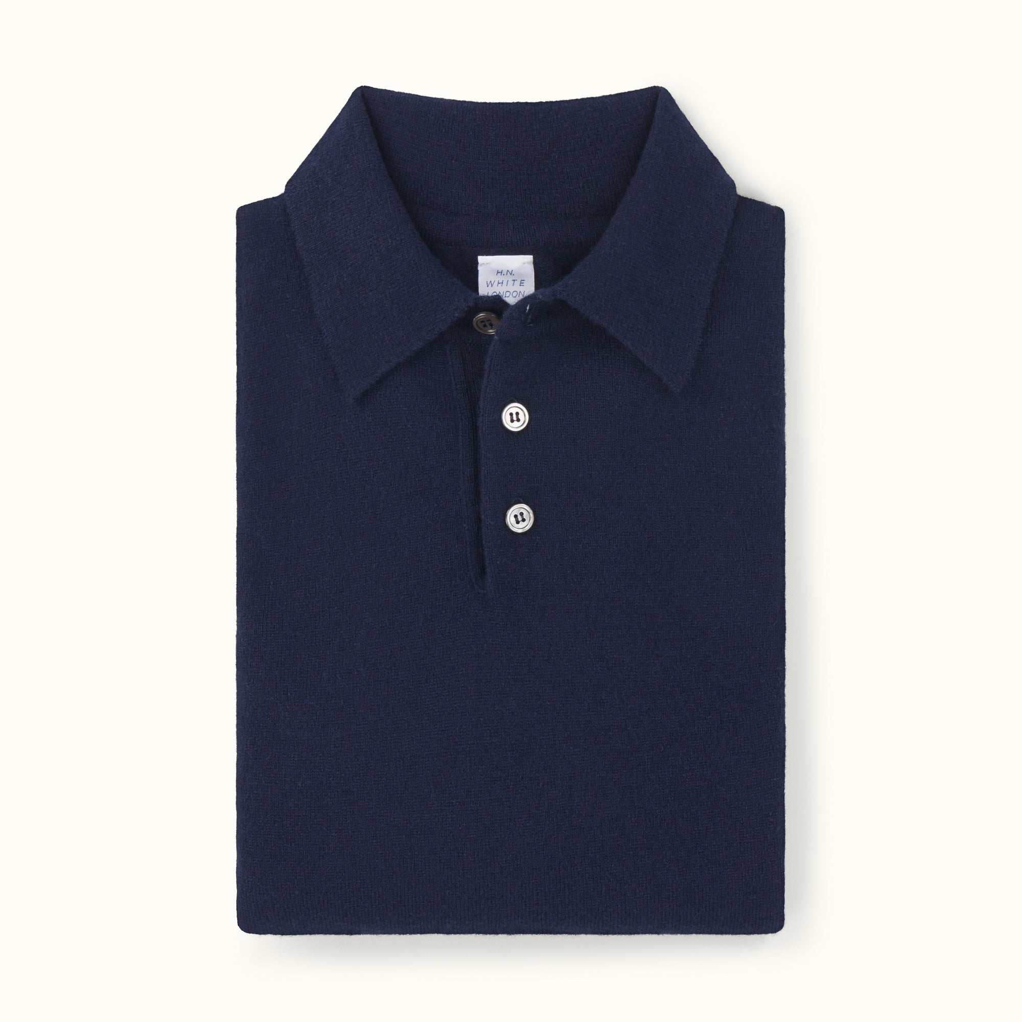 Navy Blue Cashmere Knitted Polo