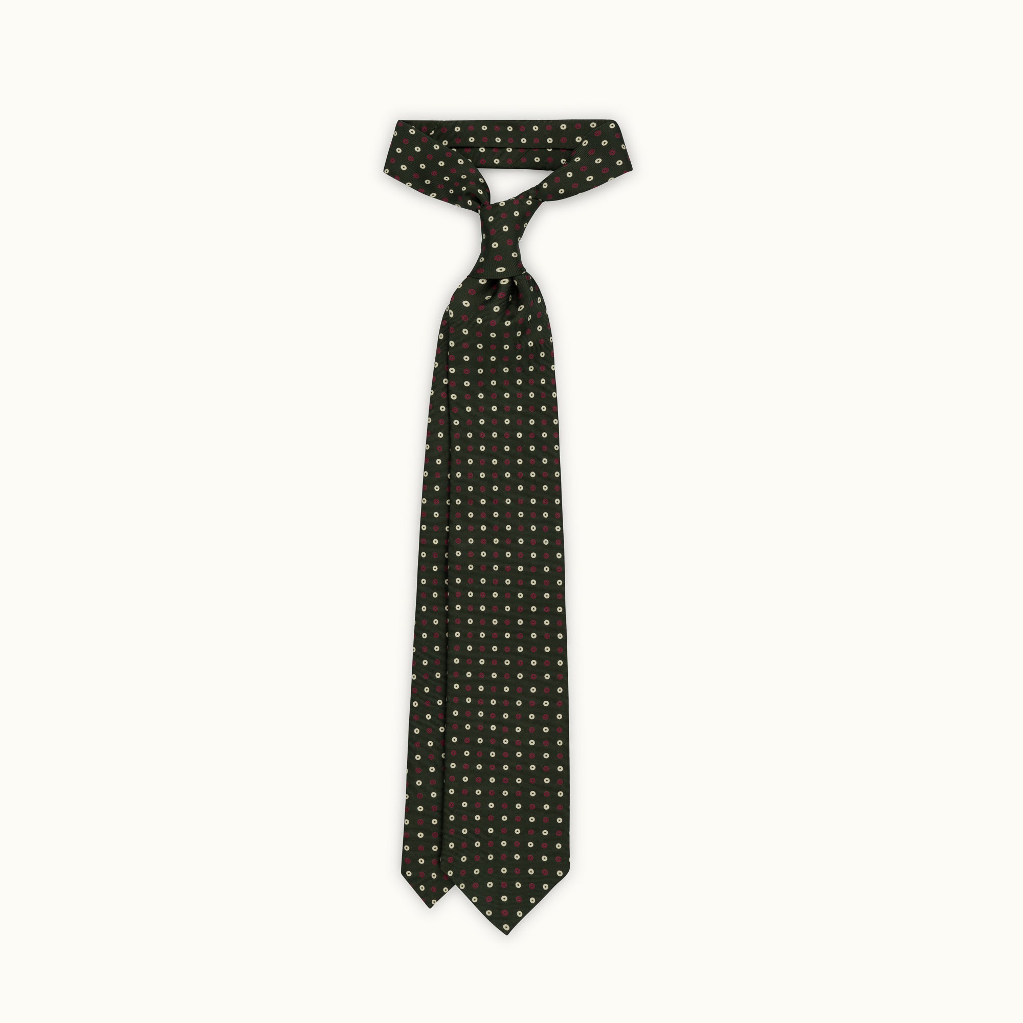 Handrolled Olive Neat Silk Print Tie
