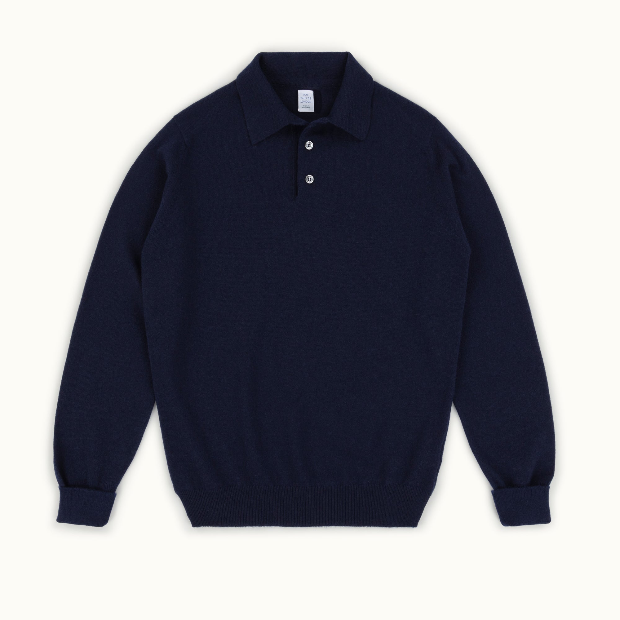 Navy Blue Cashmere Knitted Polo