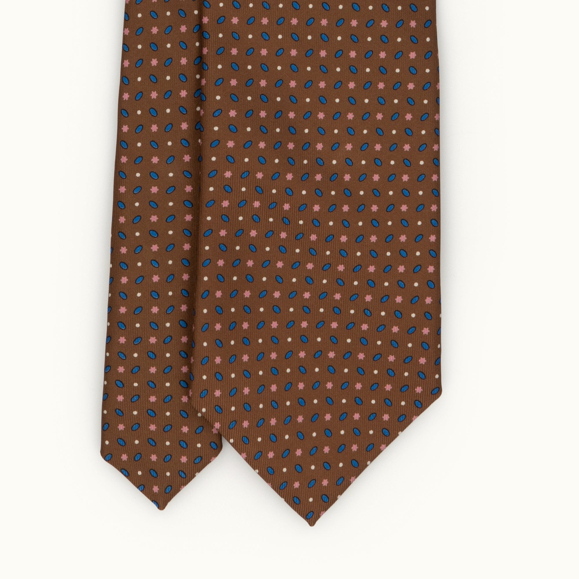 Brown & Pink Neat Silk Print Tie