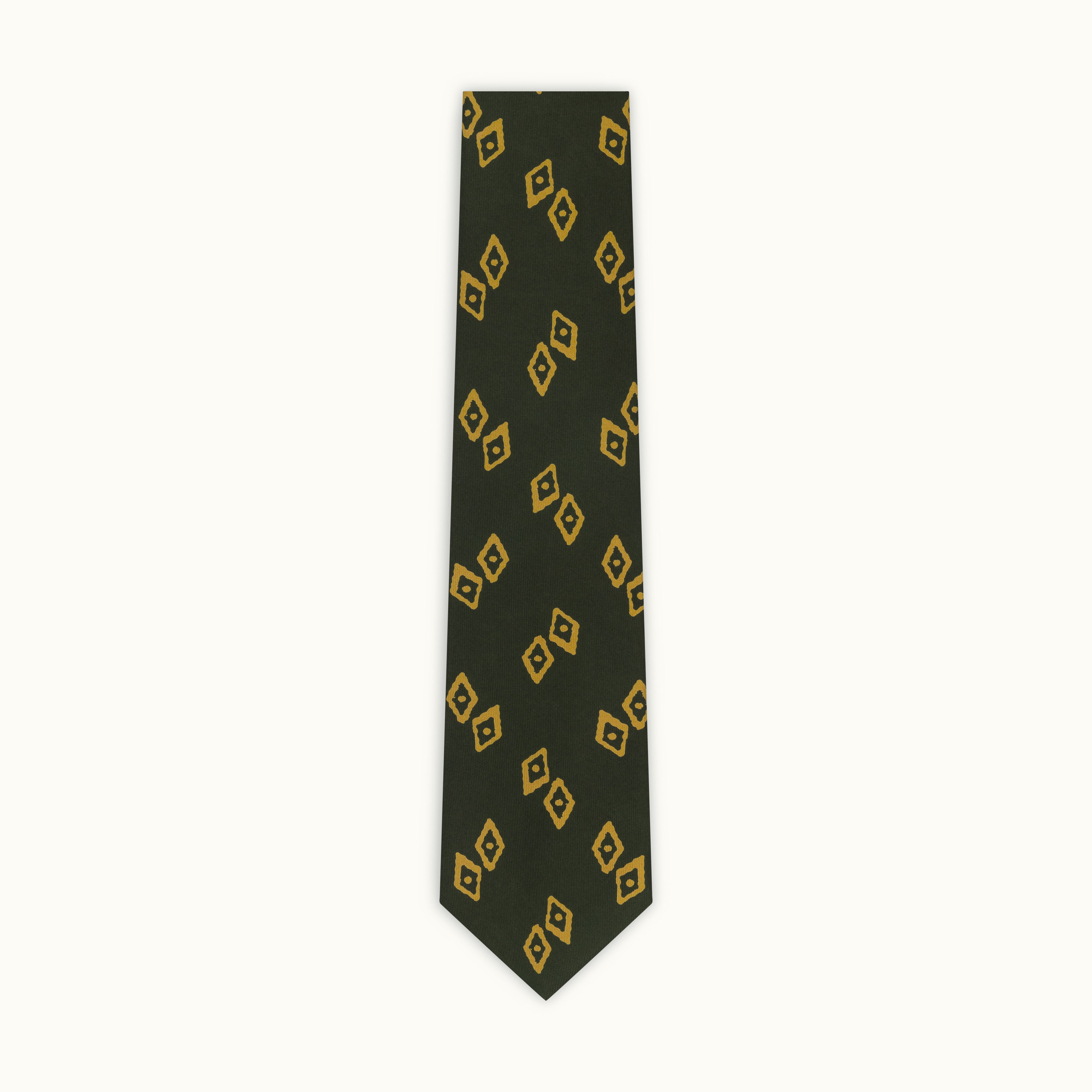 Forest Scattered Diamond Printed Silk Tie