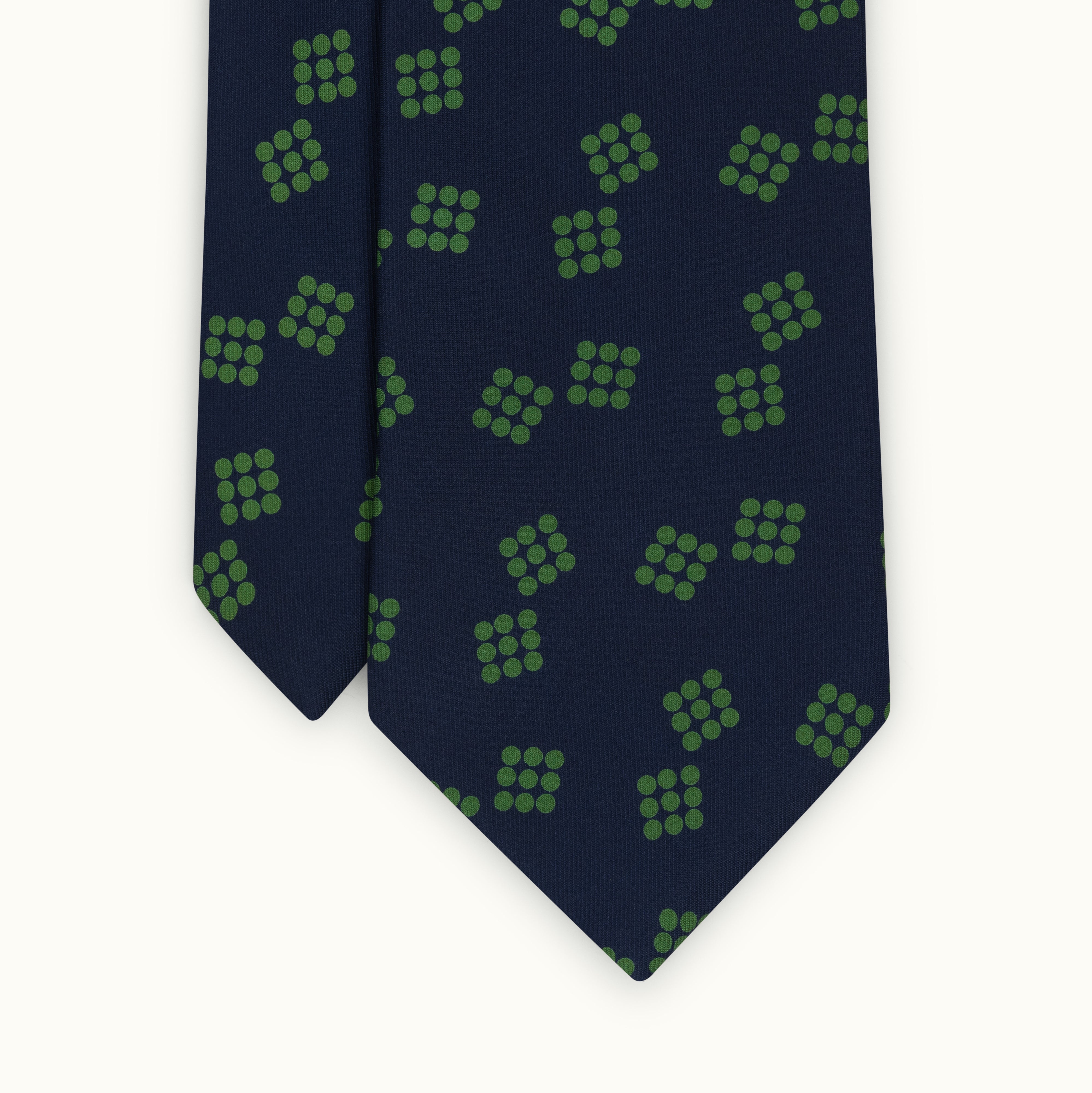 Navy & Green Deco Spot Printed Silk Tie