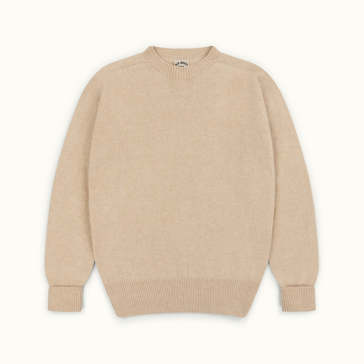 Oatmeal Geelong Two-Ply Crew Neck Jumper