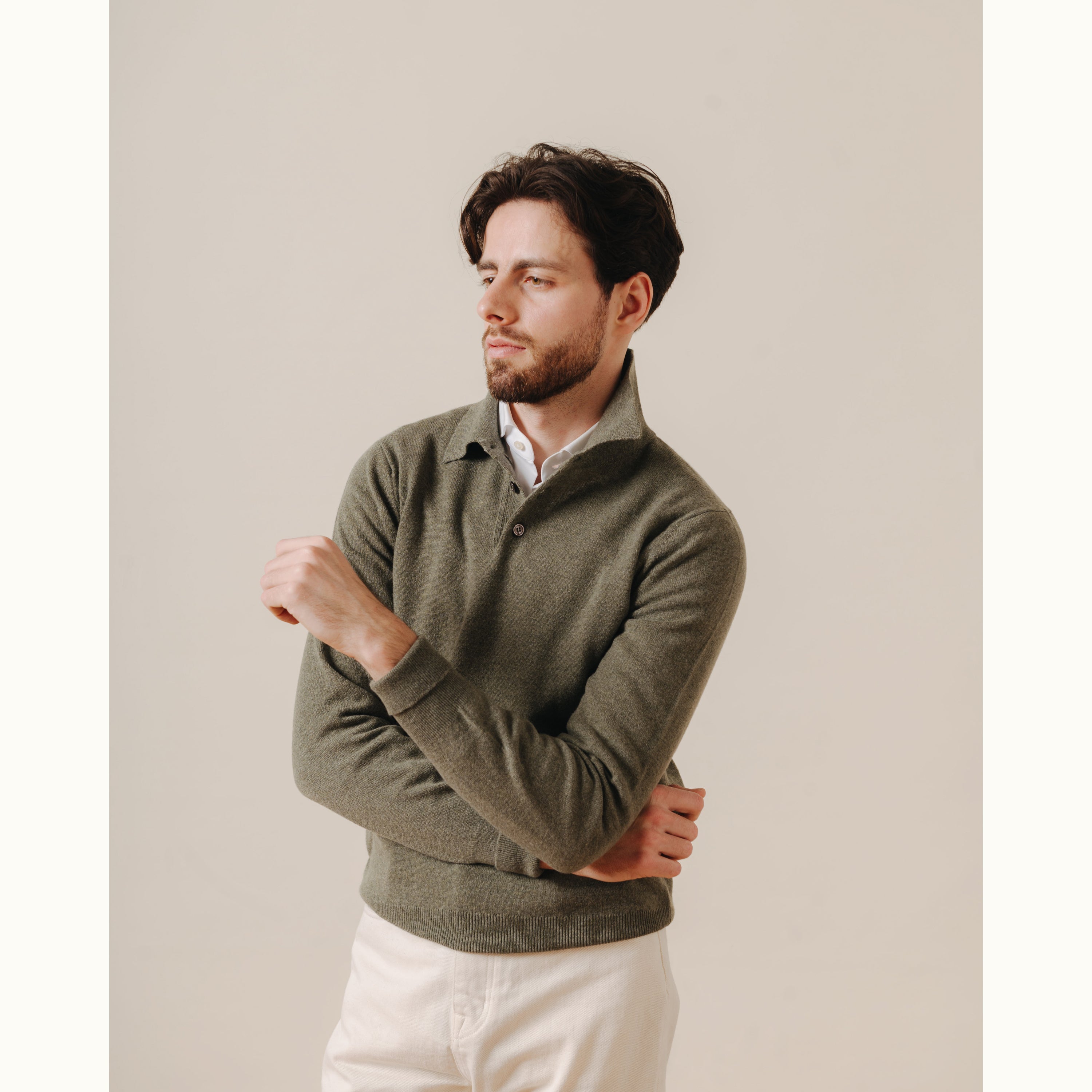 Moss Cashmere Knitted Polo