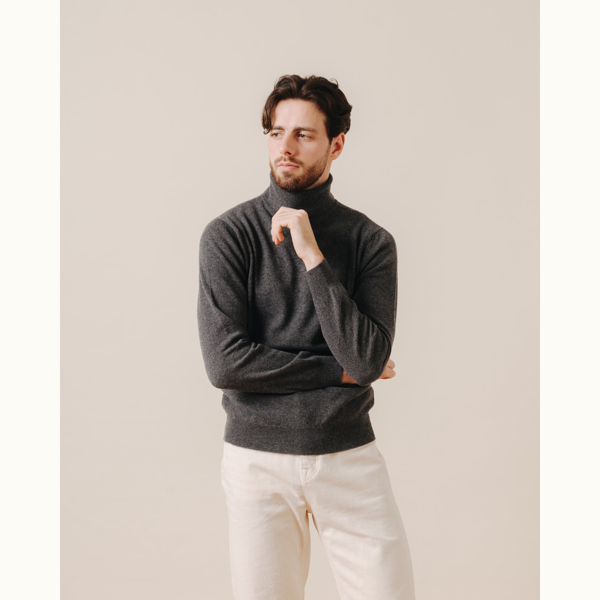 Charcoal Architect Cashmere Roll Neck