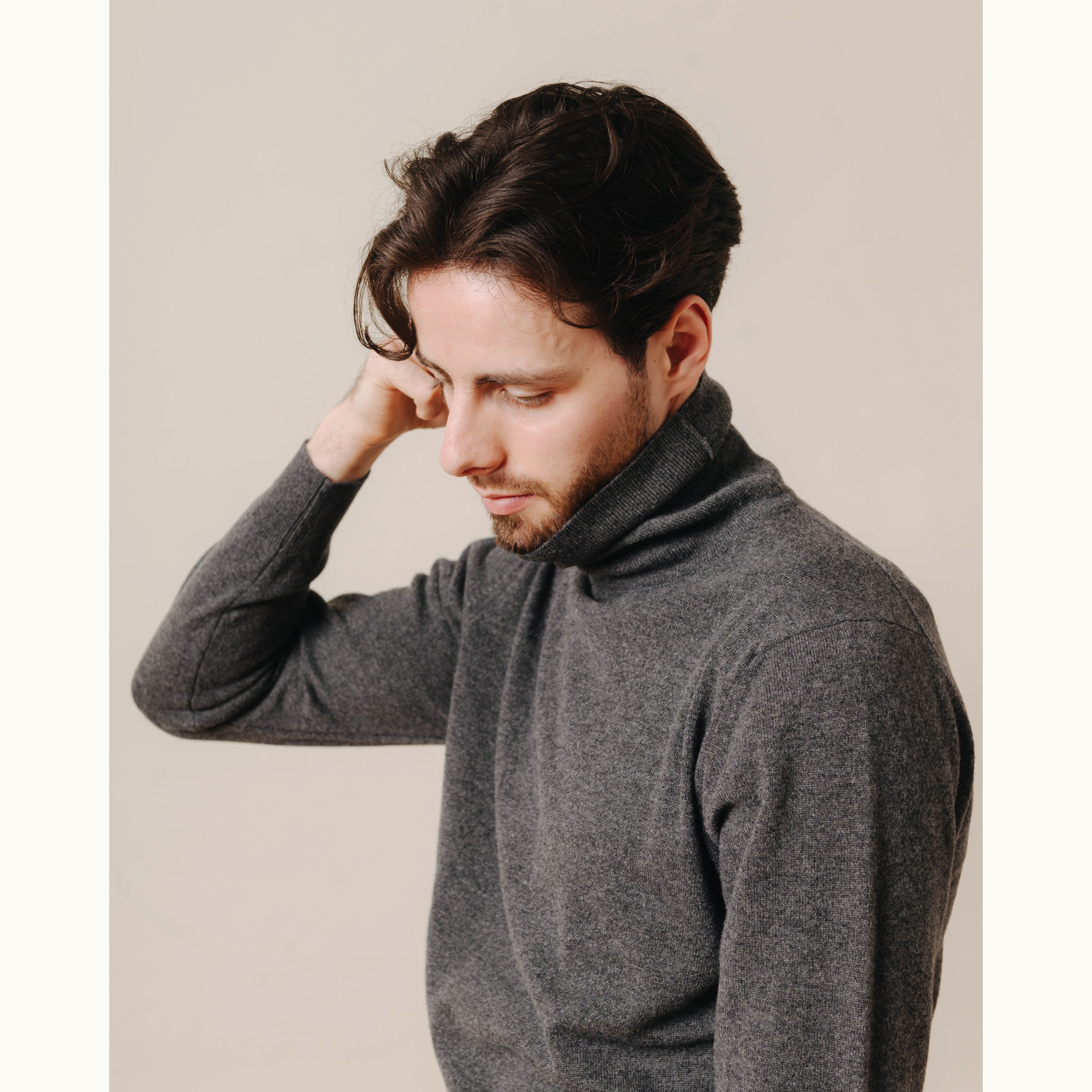 Charcoal Architect Cashmere Roll Neck