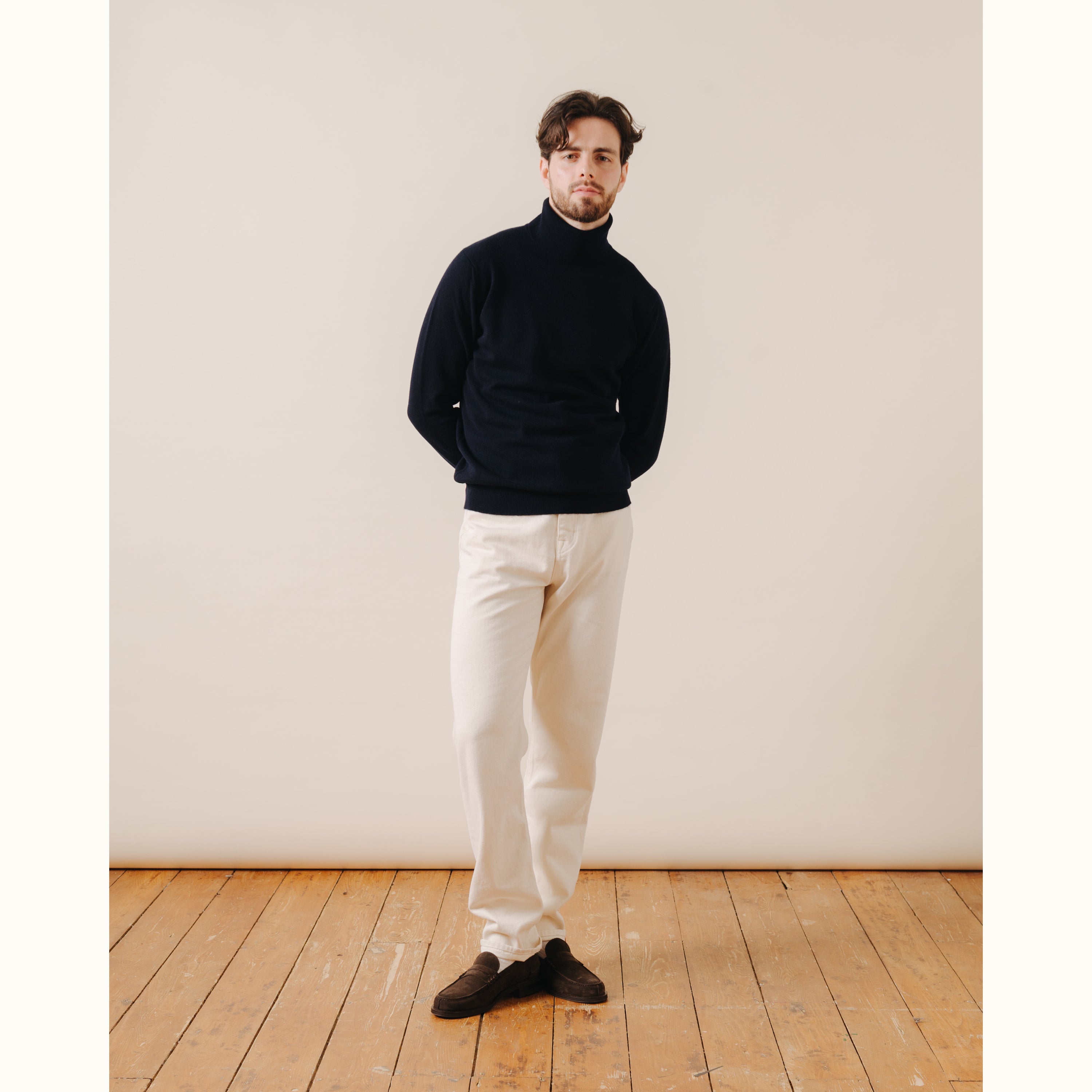 Navy Architect Cashmere Roll Neck