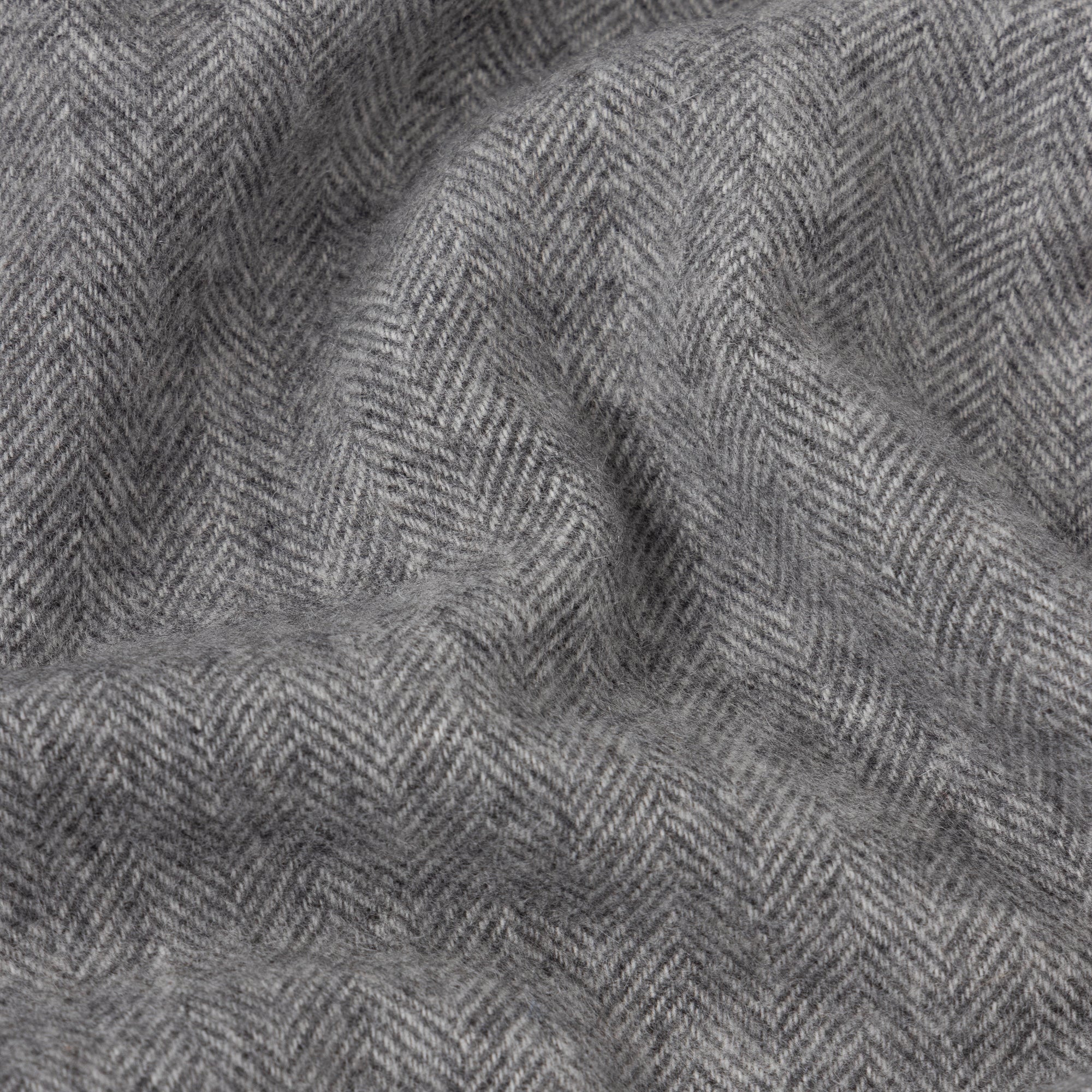 Grey Herringbone Cashmere Scarf