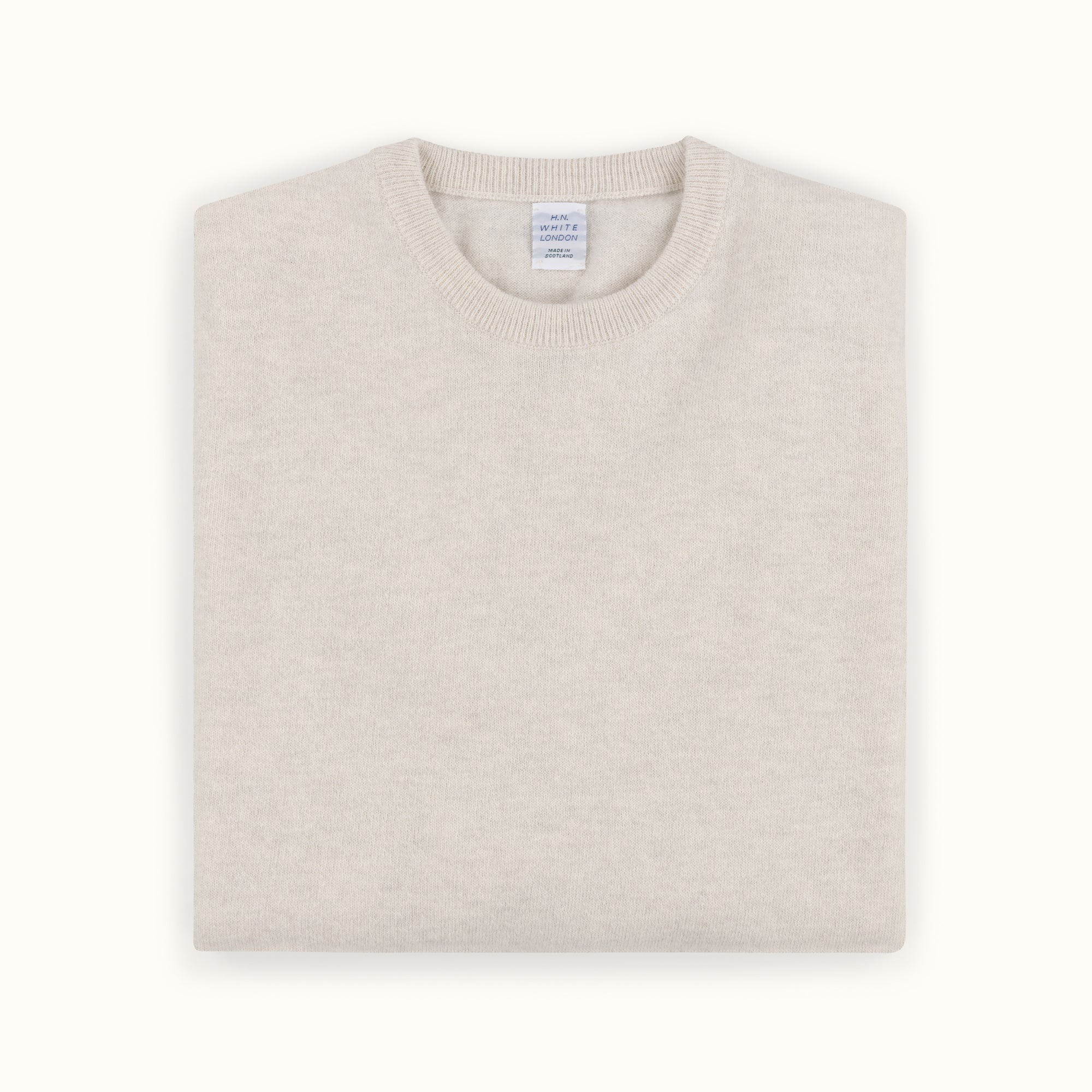 Off White Merino-Angora Crew Neck Jumper