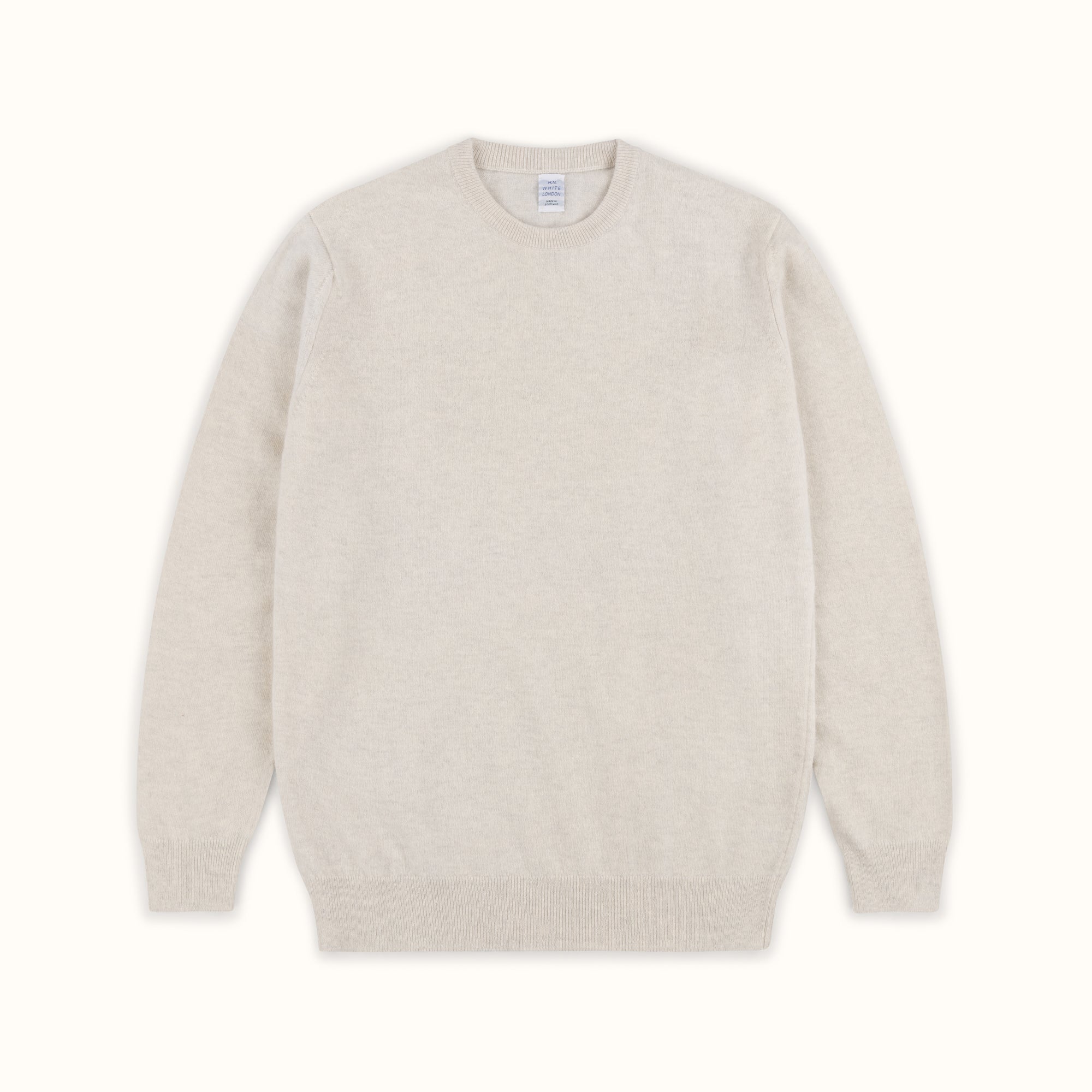 Off White Merino-Angora Crew Neck Jumper