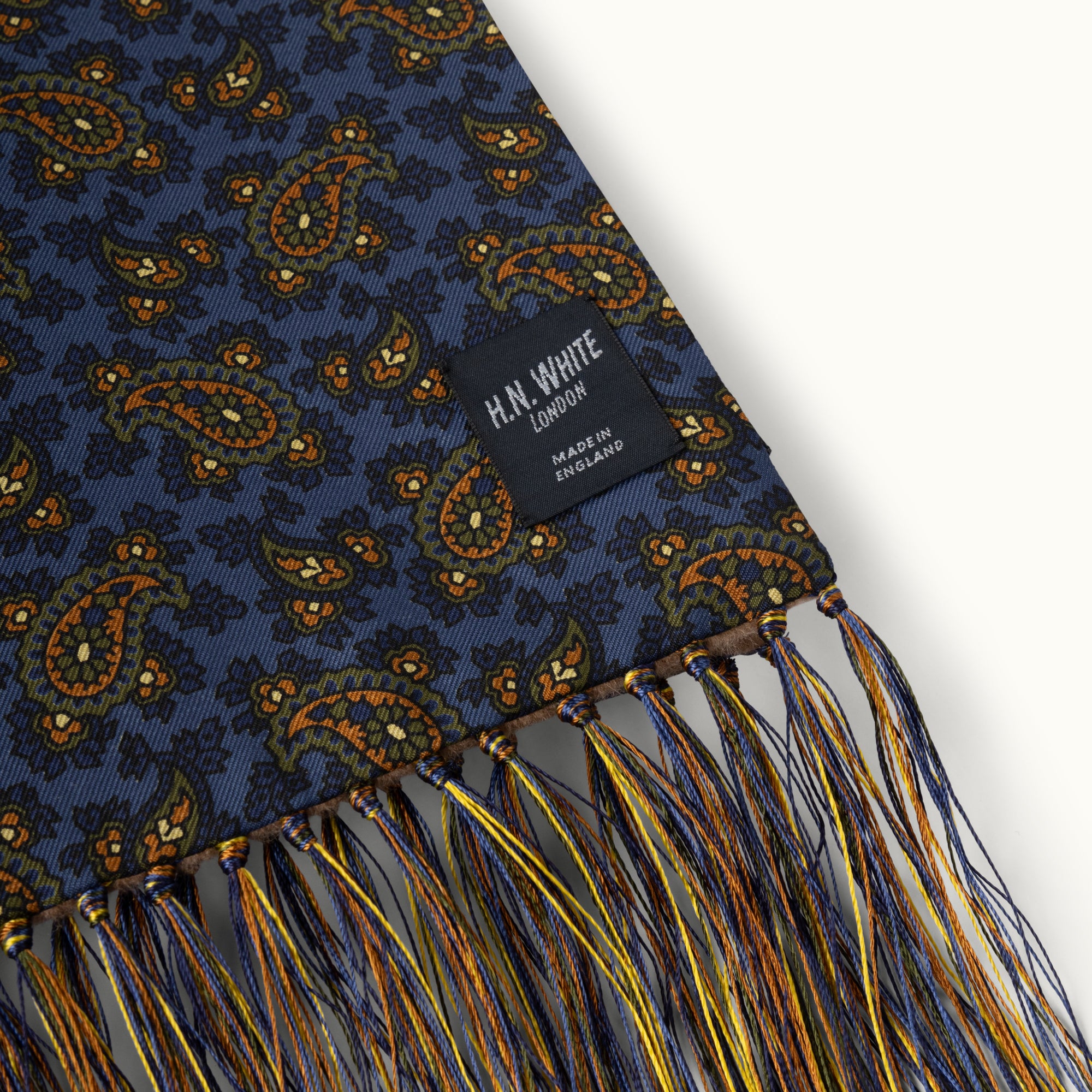 Blue Paisley Madder and Cashmere Scarf
