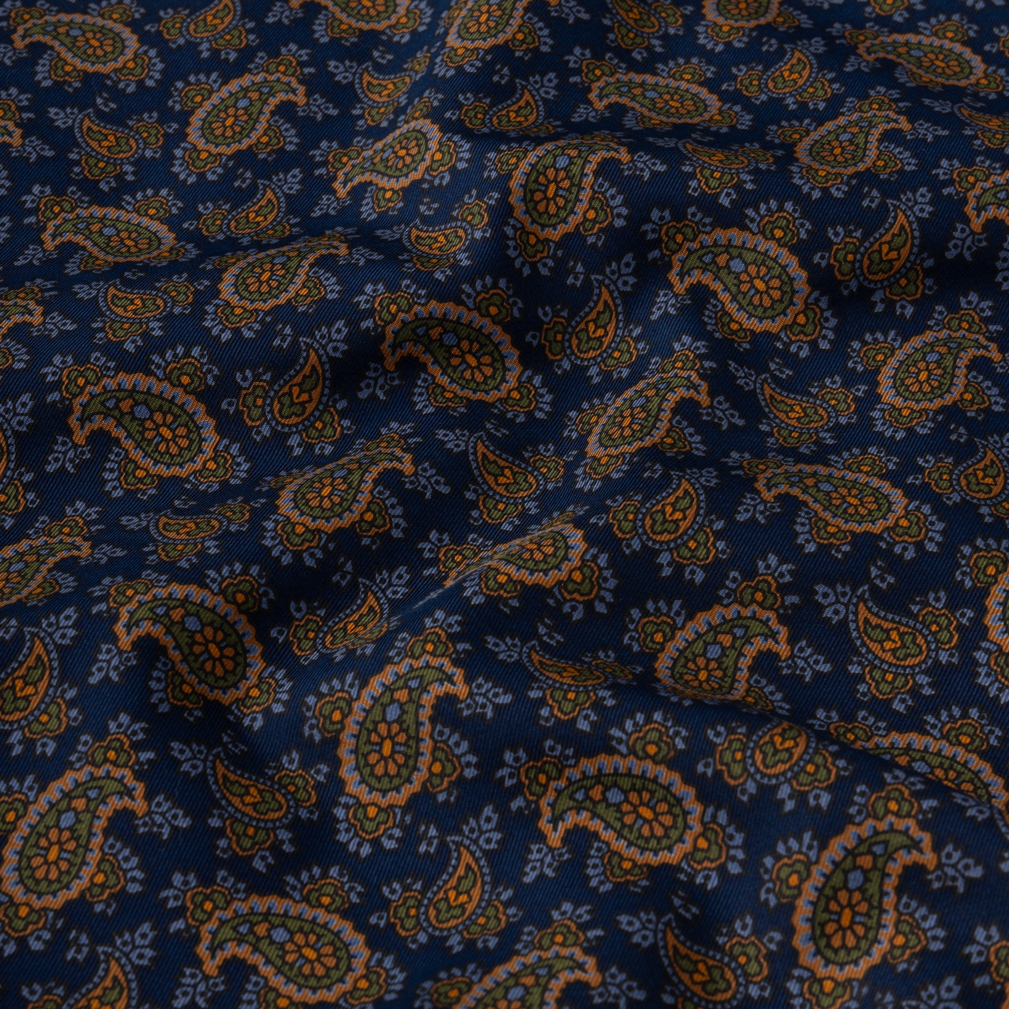Navy Blue Paisley Madder and Cashmere Scarf