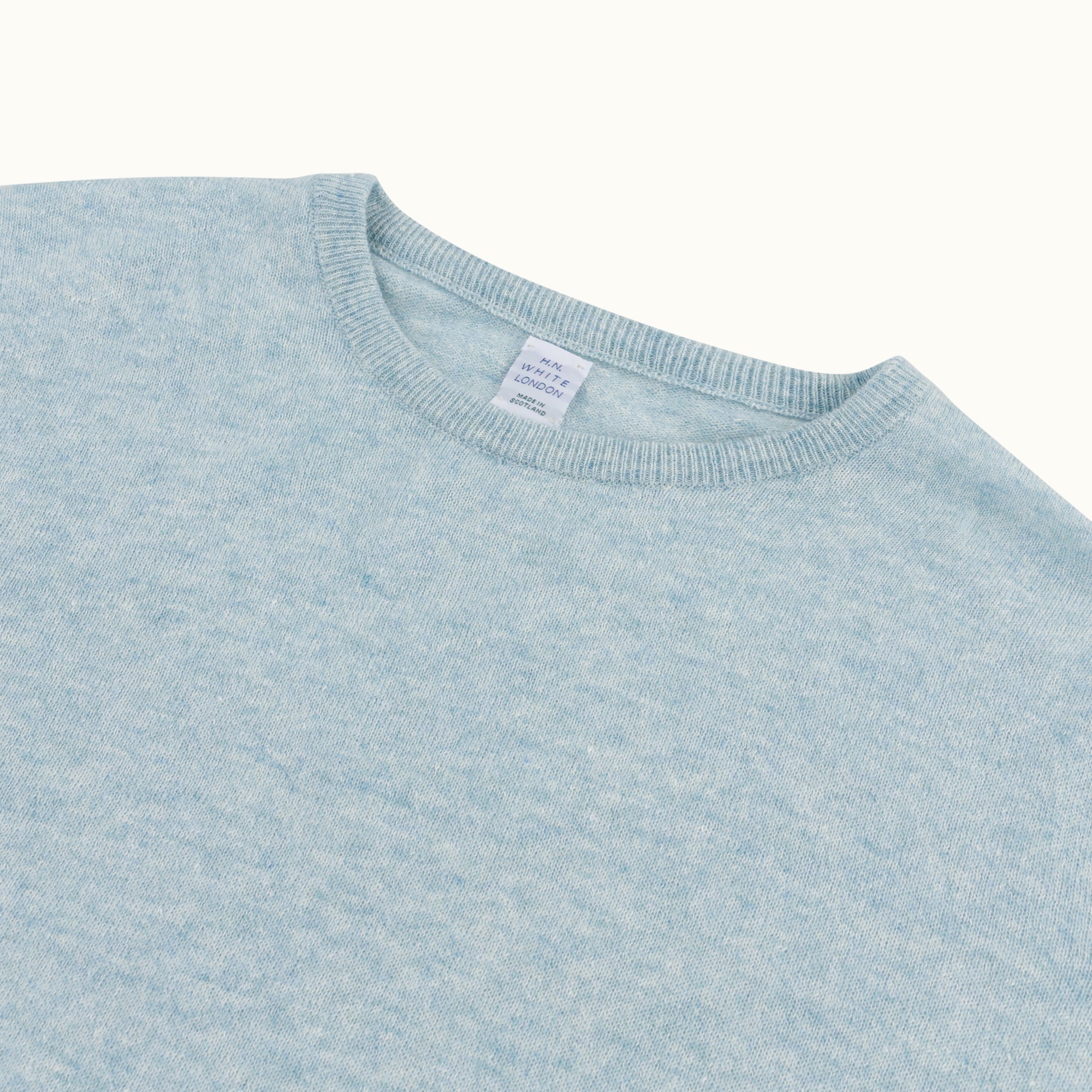 Azure Cashmere-Linen Crew Neck Jumper