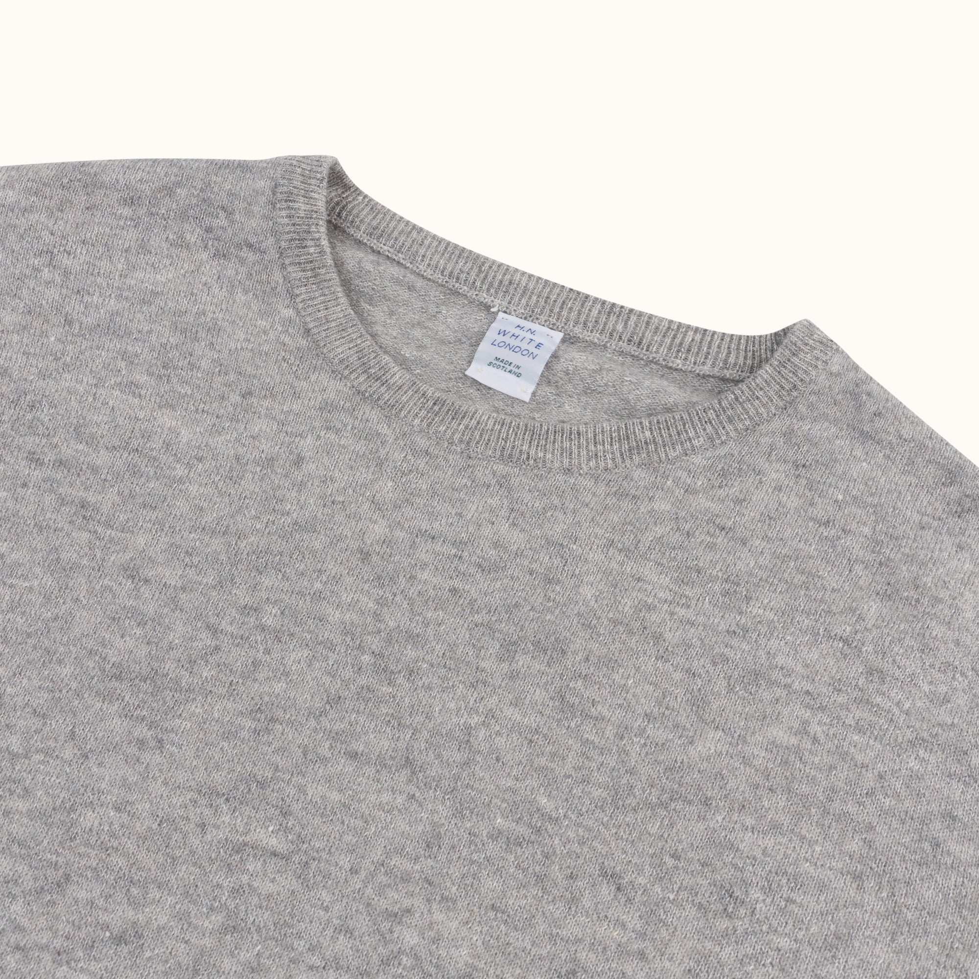 Grey Cashmere-Linen Crew Neck Jumper