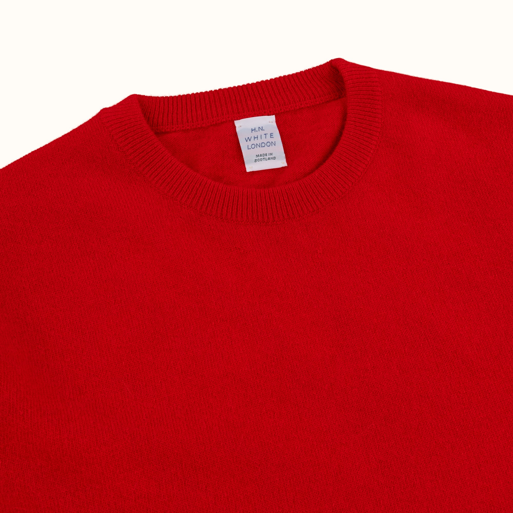 Cardinal Red Merino-Angora Crew Neck Jumper