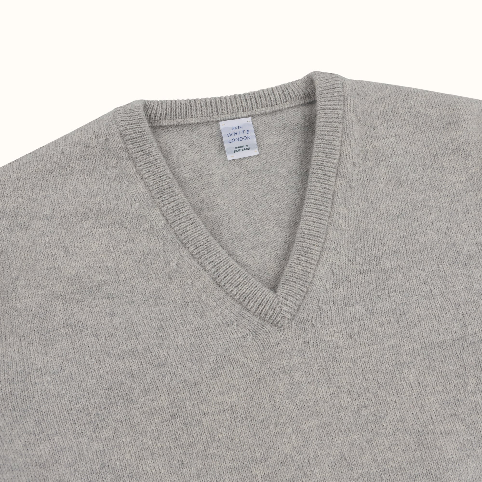 Grey Merino-Angora V-Neck Jumper