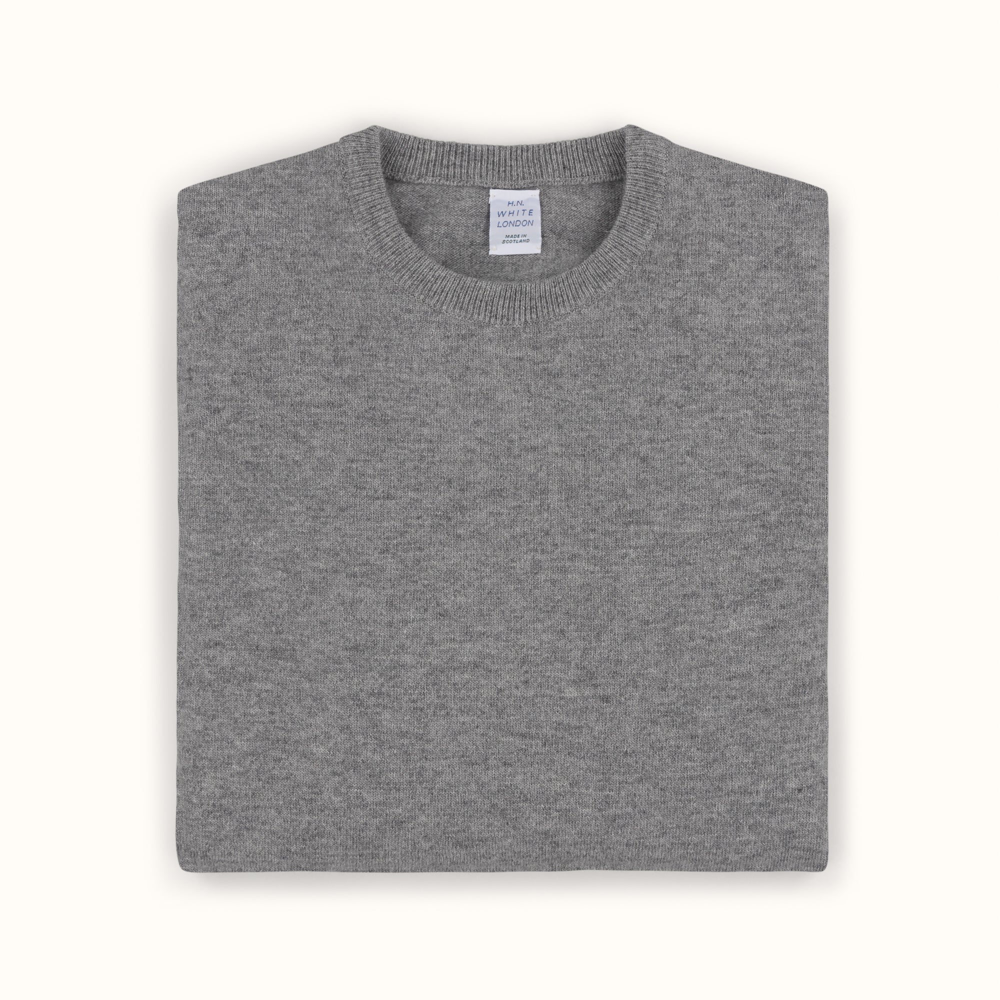 Grey Merino-Angora Crew Neck Jumper