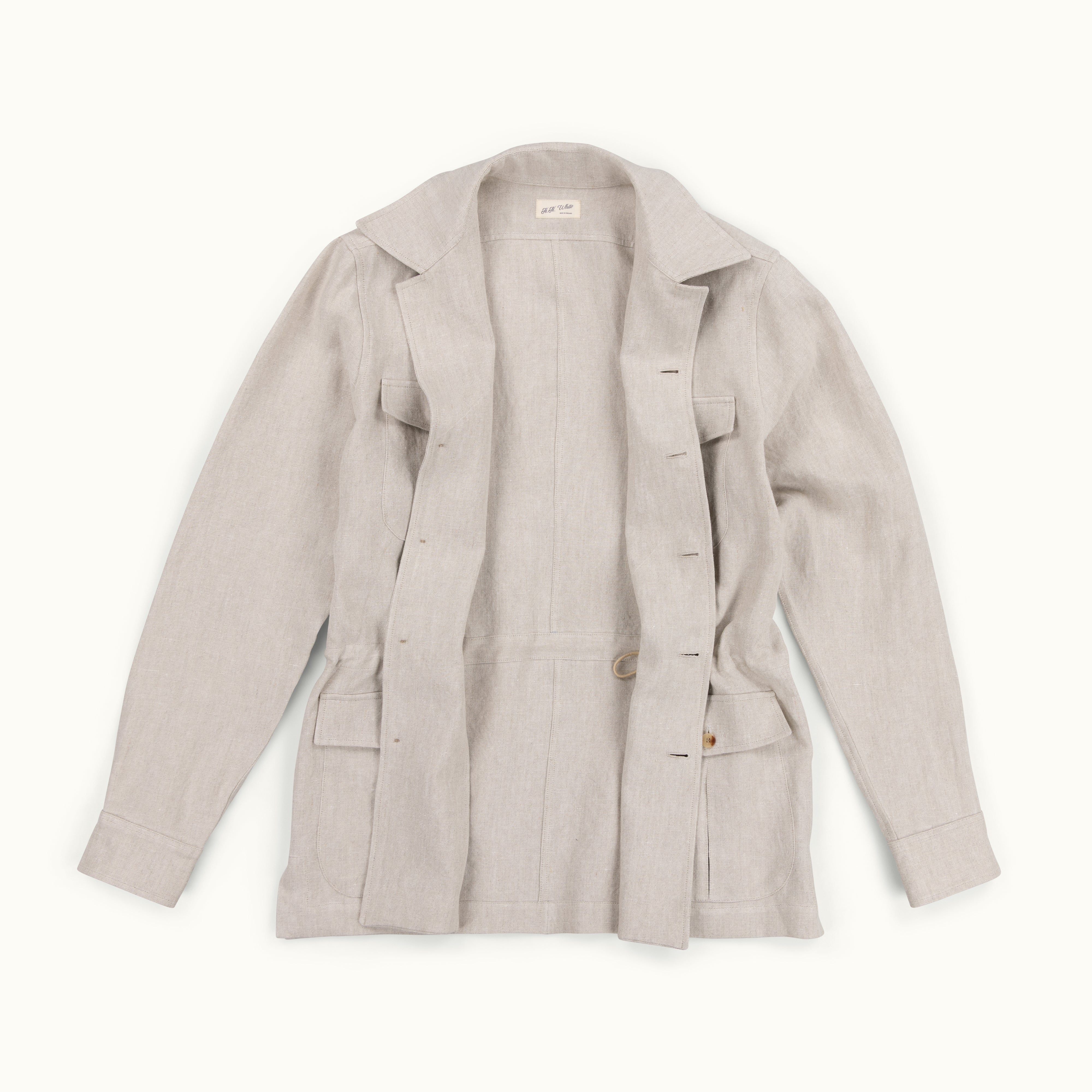 Oatmeal Washed Linen Safari Jacket