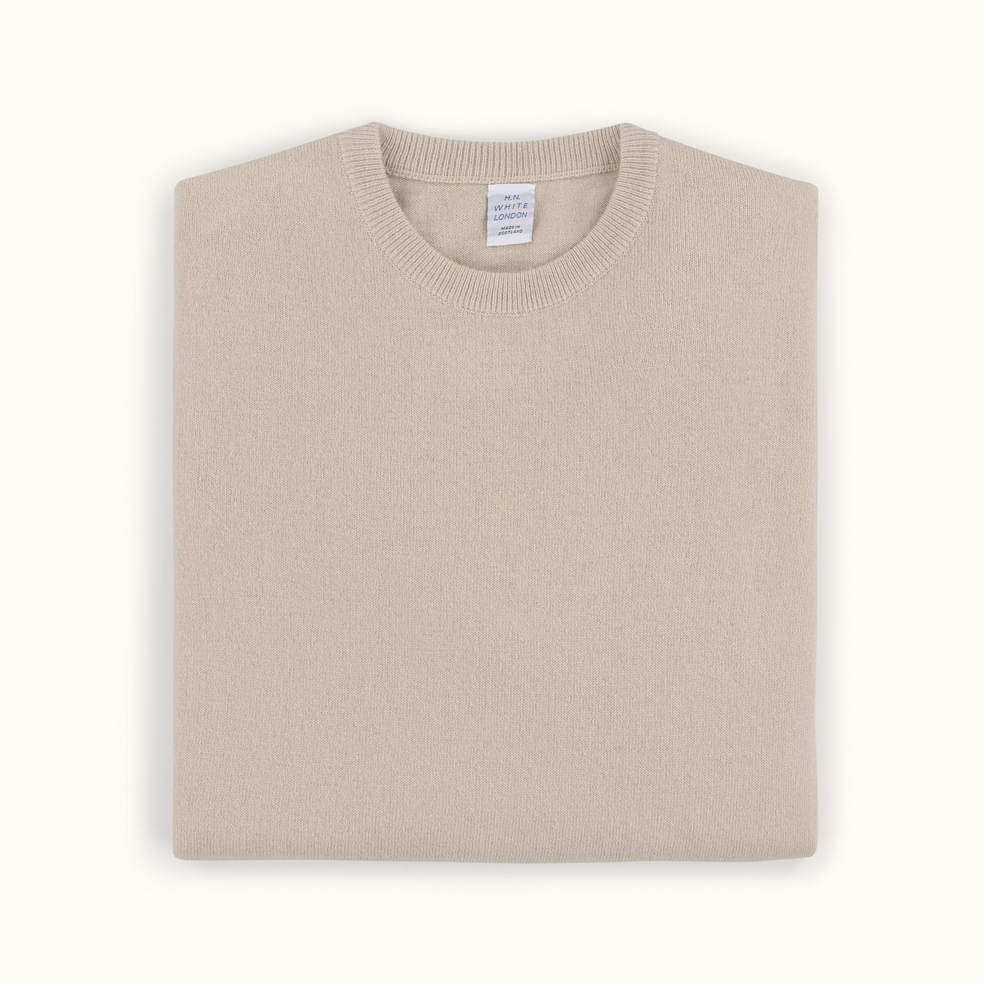 Ecru Merino-Angora Crew Neck Jumper