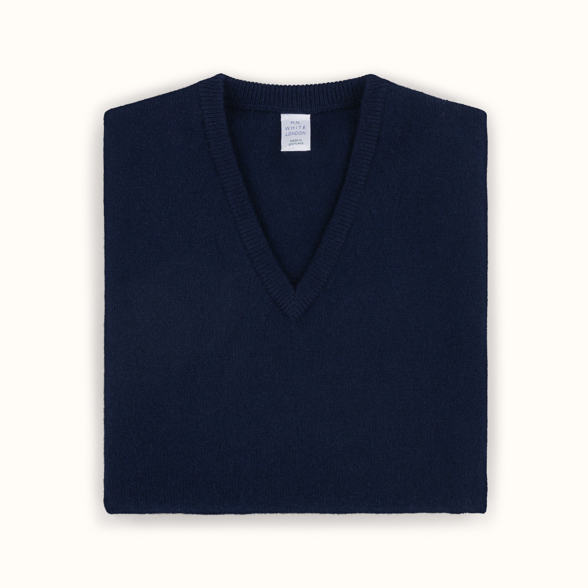 Navy Merino-Angora V-Neck Jumper