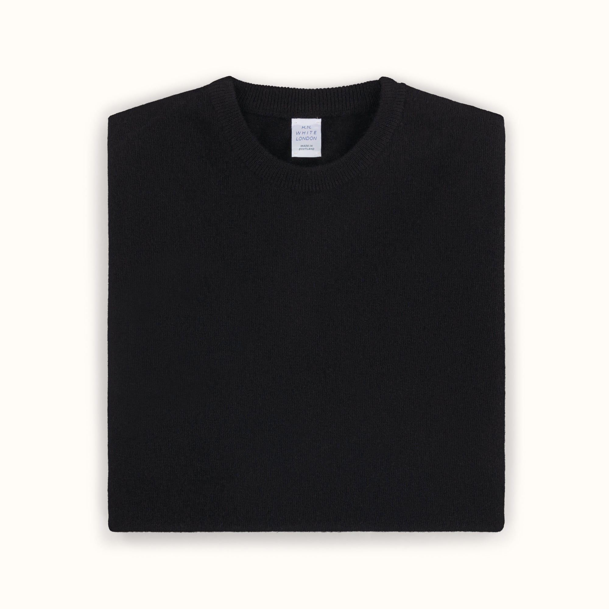 Black Merino-Angora Crew Neck Jumper