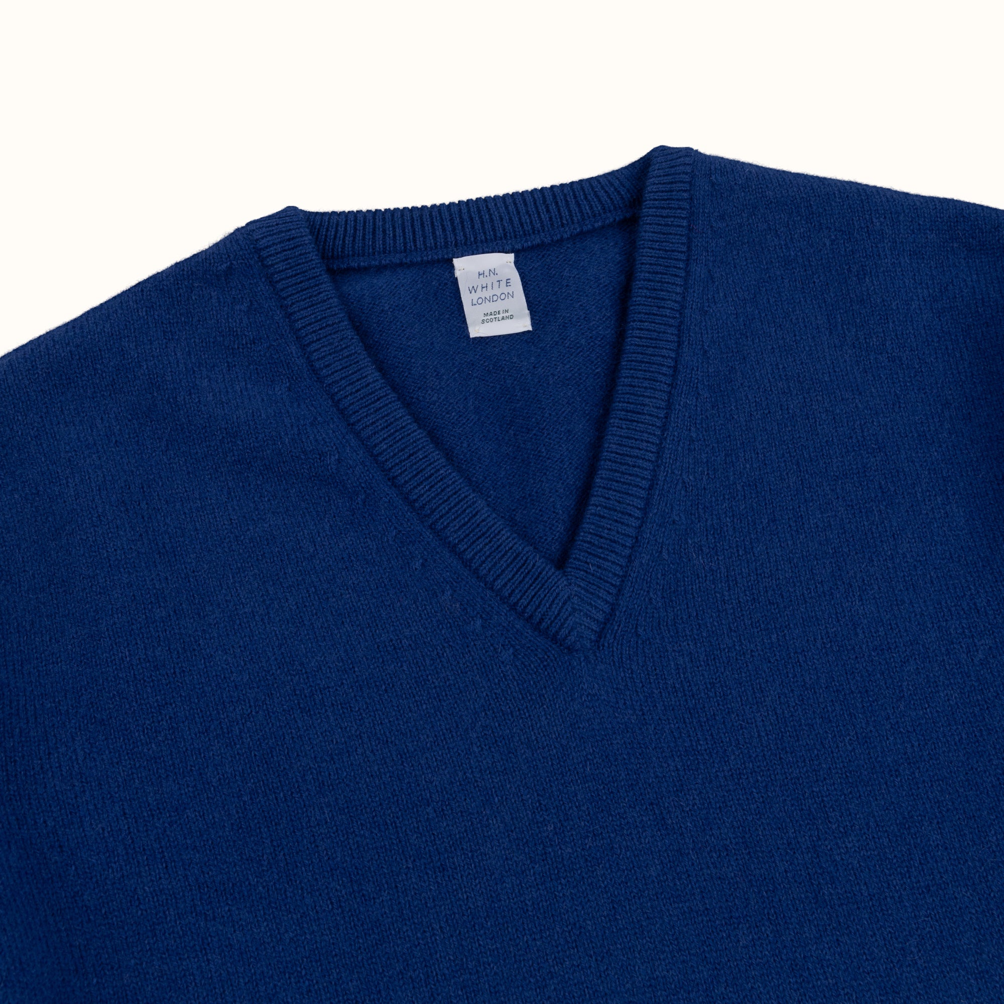 Blue Merino-Angora V-Neck Jumper