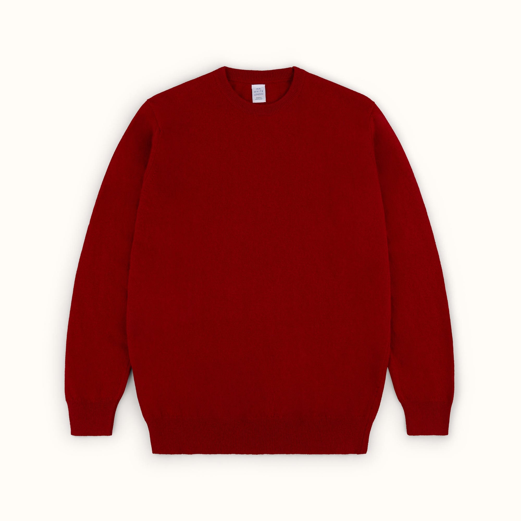 Deep Red Merino-Angora Crew Neck Jumper