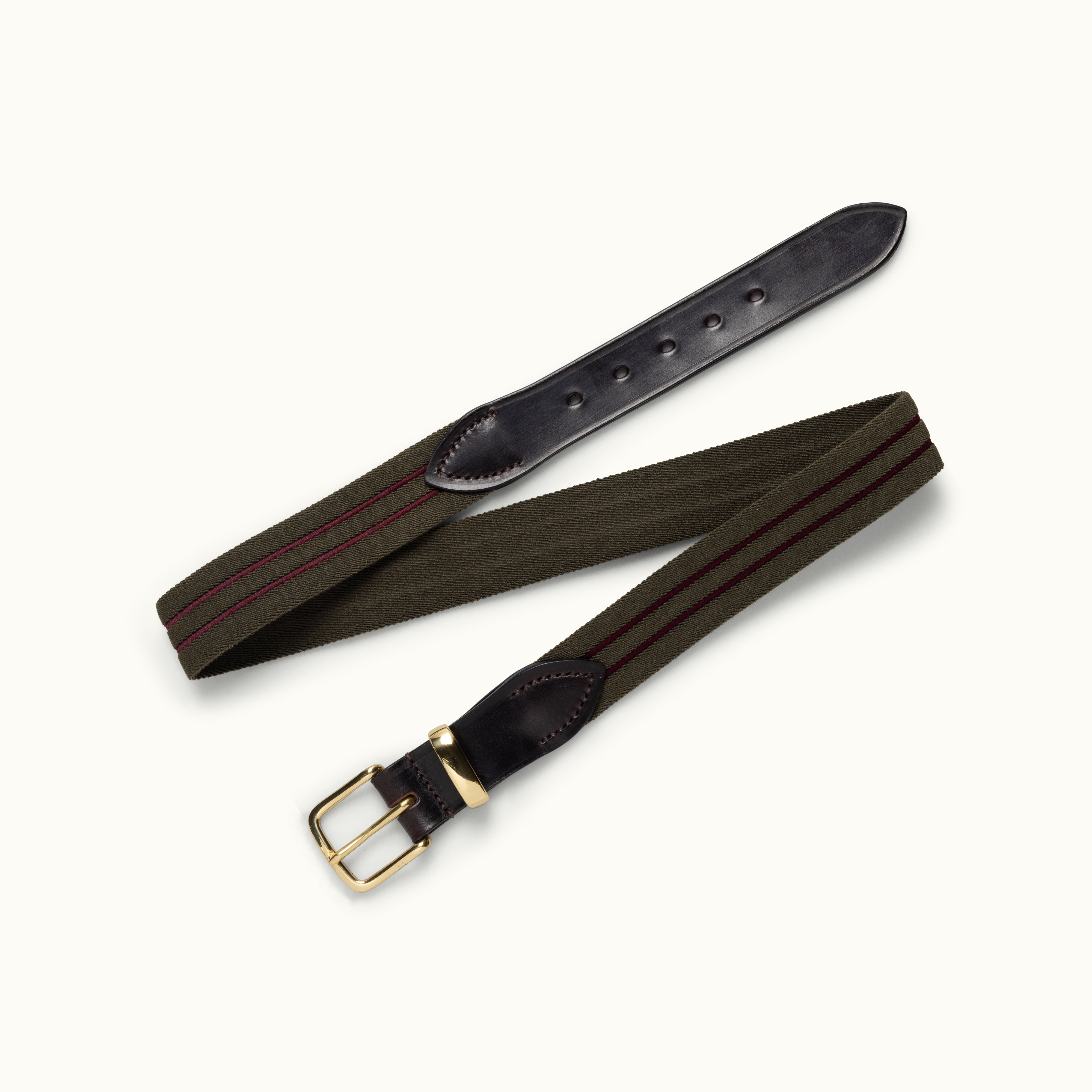 Olive Striped Webbing Belt