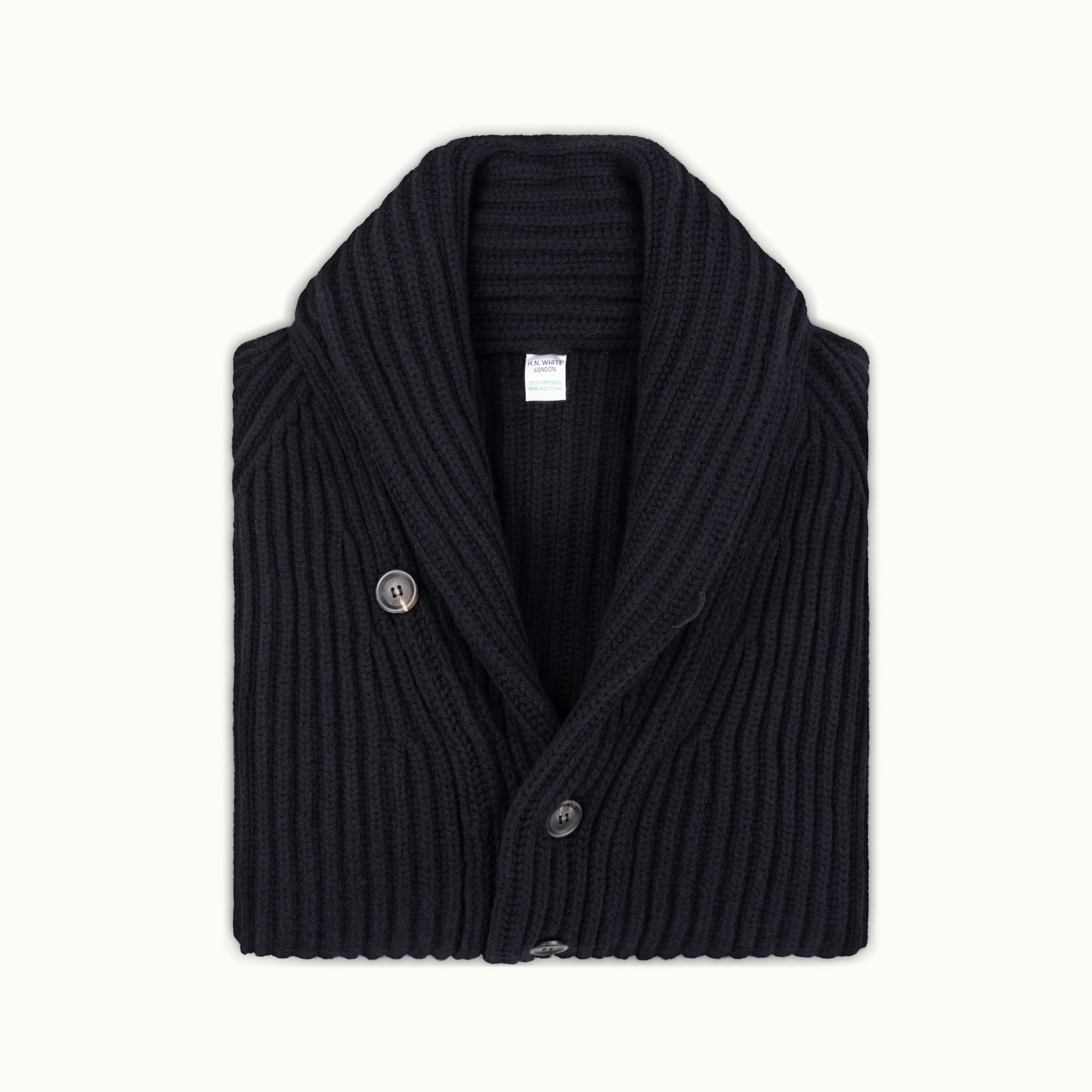 Black Lambswool Shawl Collar Cardigan