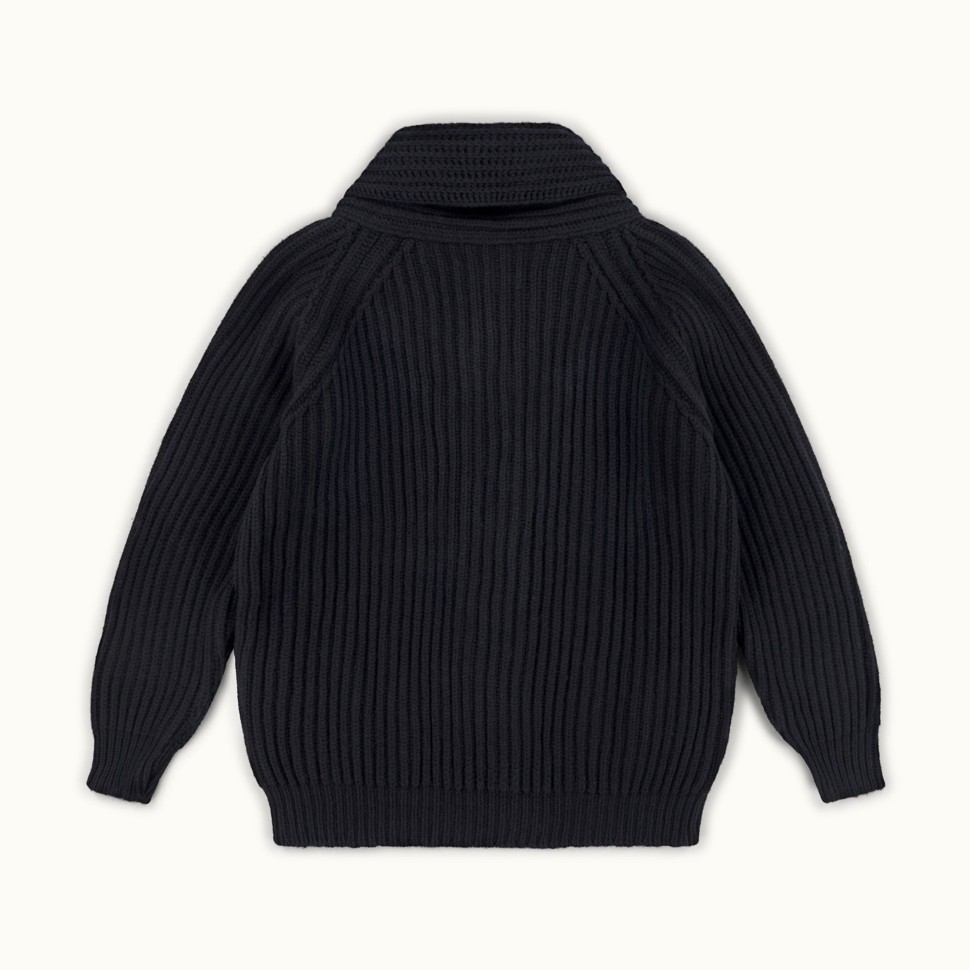 Black Lambswool Shawl Collar Cardigan