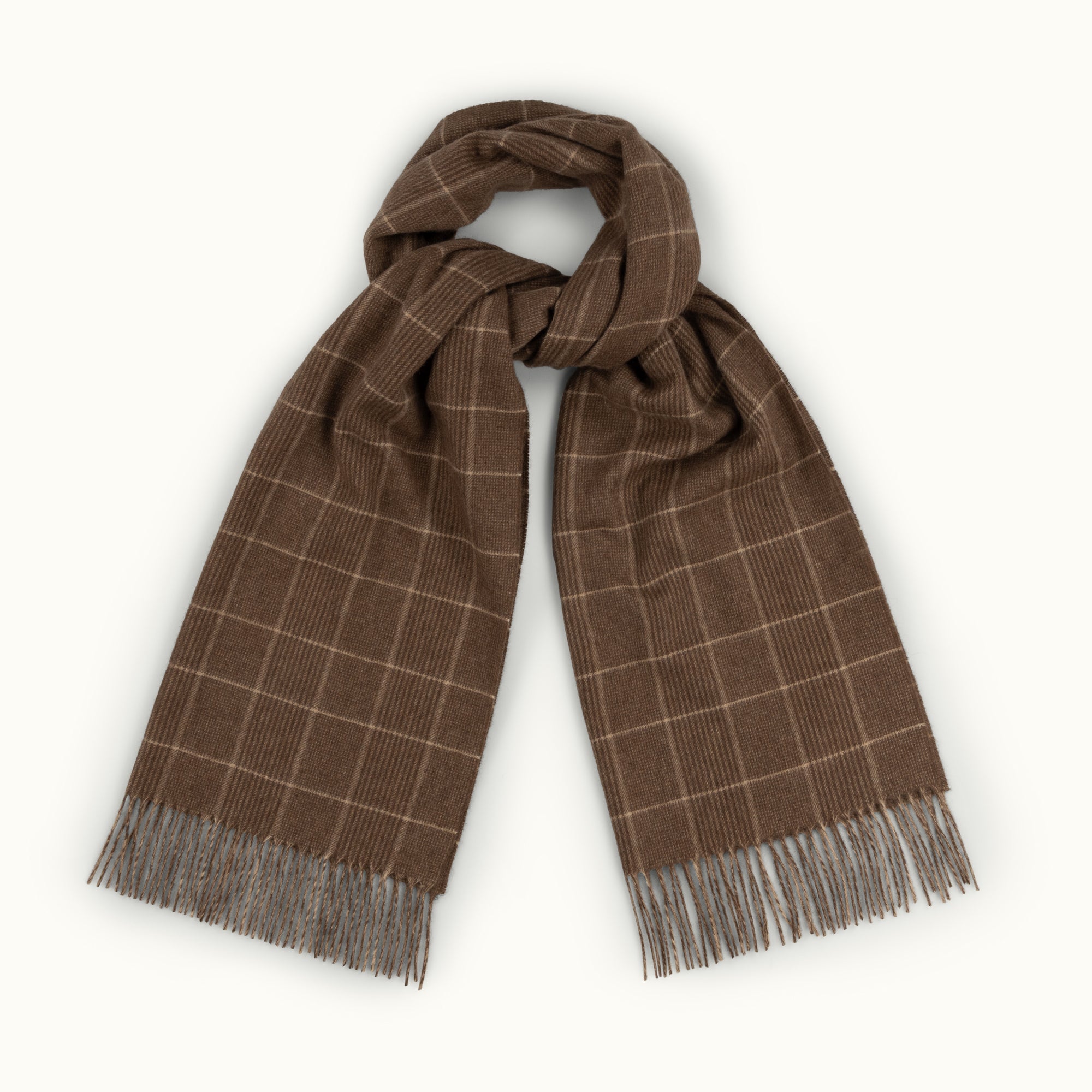 Taupe Russell Check Cashmere Scarf