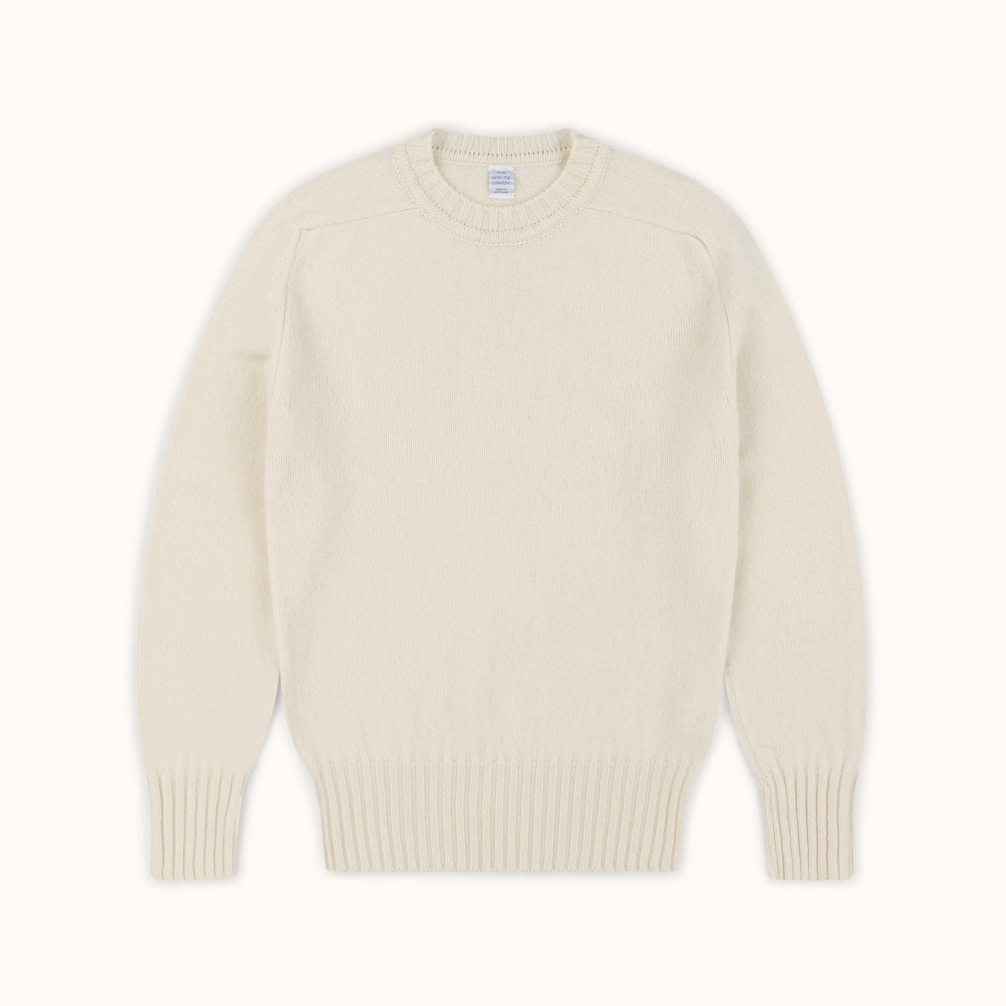 Ecru Vintage 3-Ply Saddle Shoulder Crew Neck