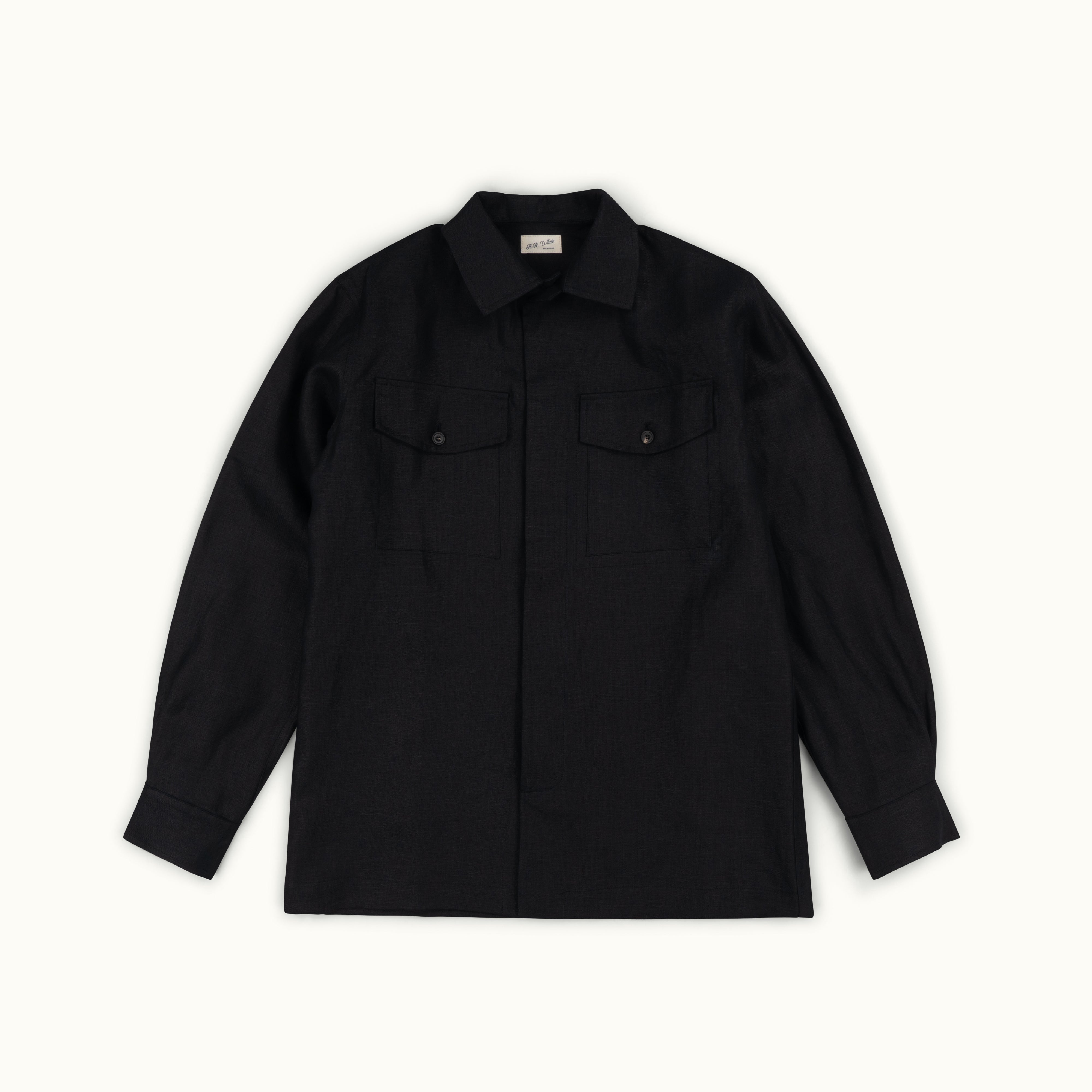 Black Irish Linen Field Shirt