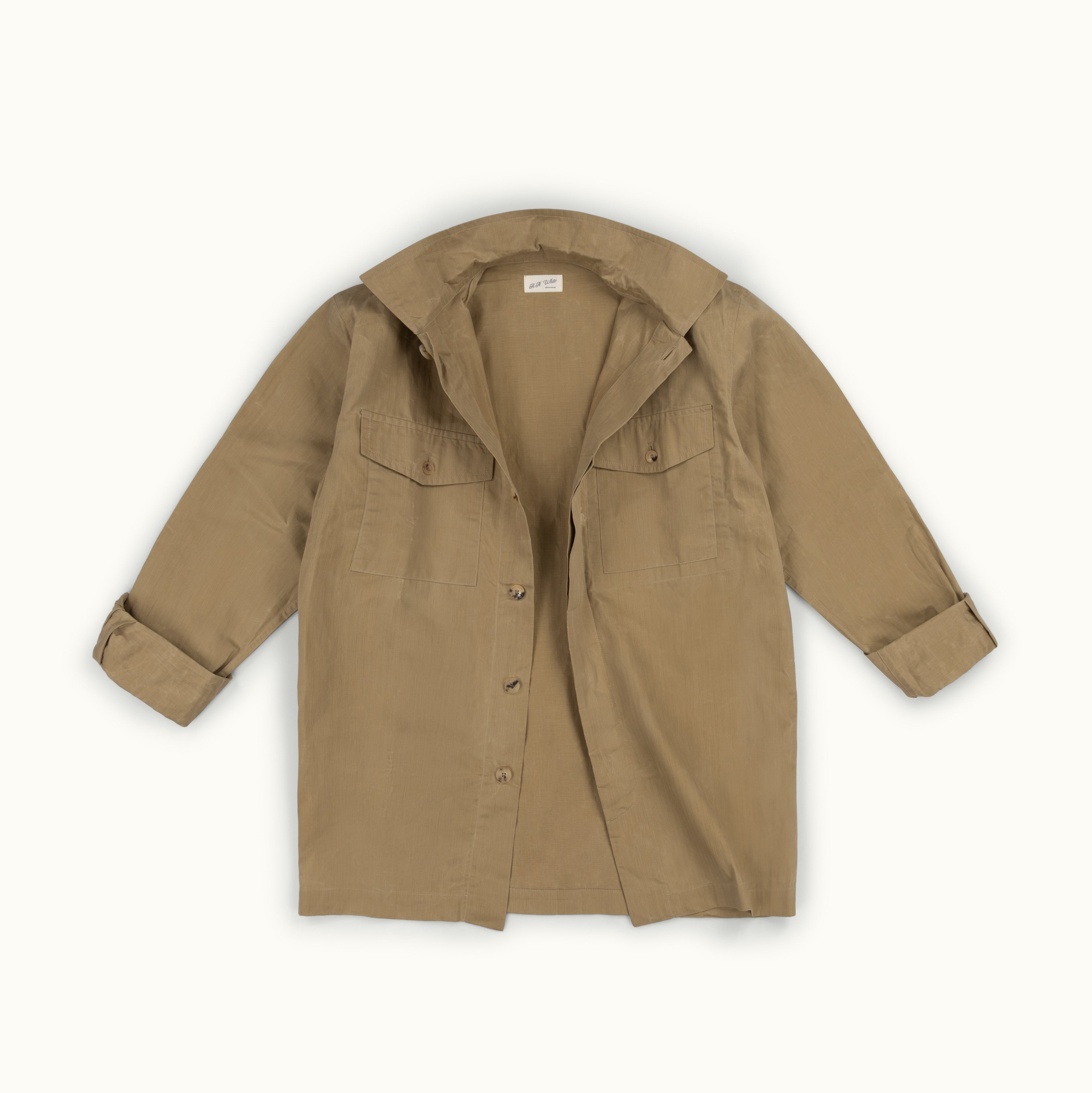 Beige Herringbone Cotton Field Shirt