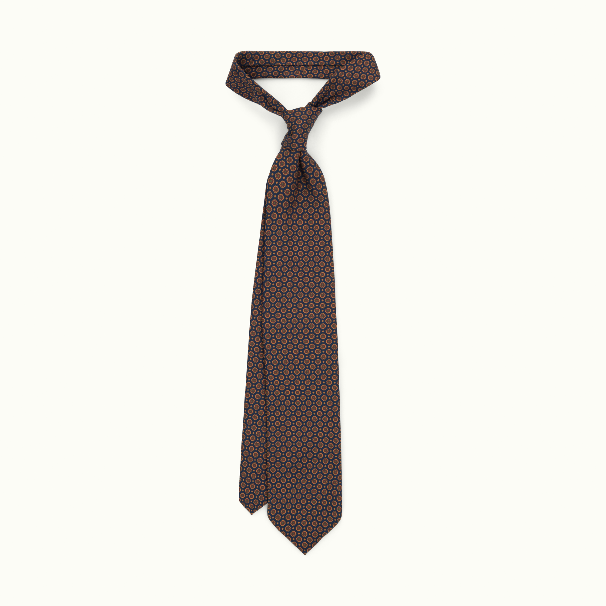 Navy Blue Mini Medallion Heritage Madder Silk Tie