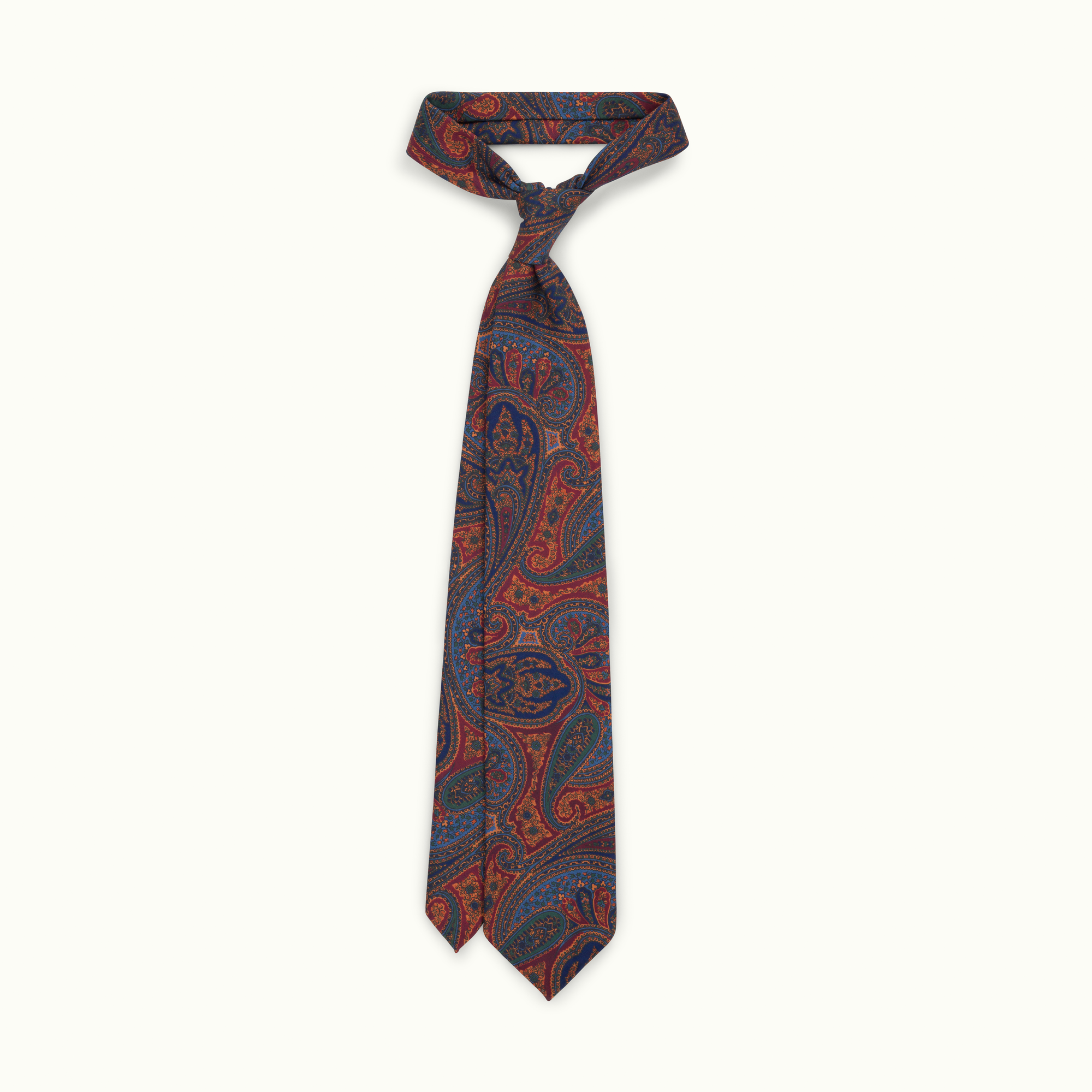 Navy & Burgundy Exploded Paisley Heritage Madder Silk Tie