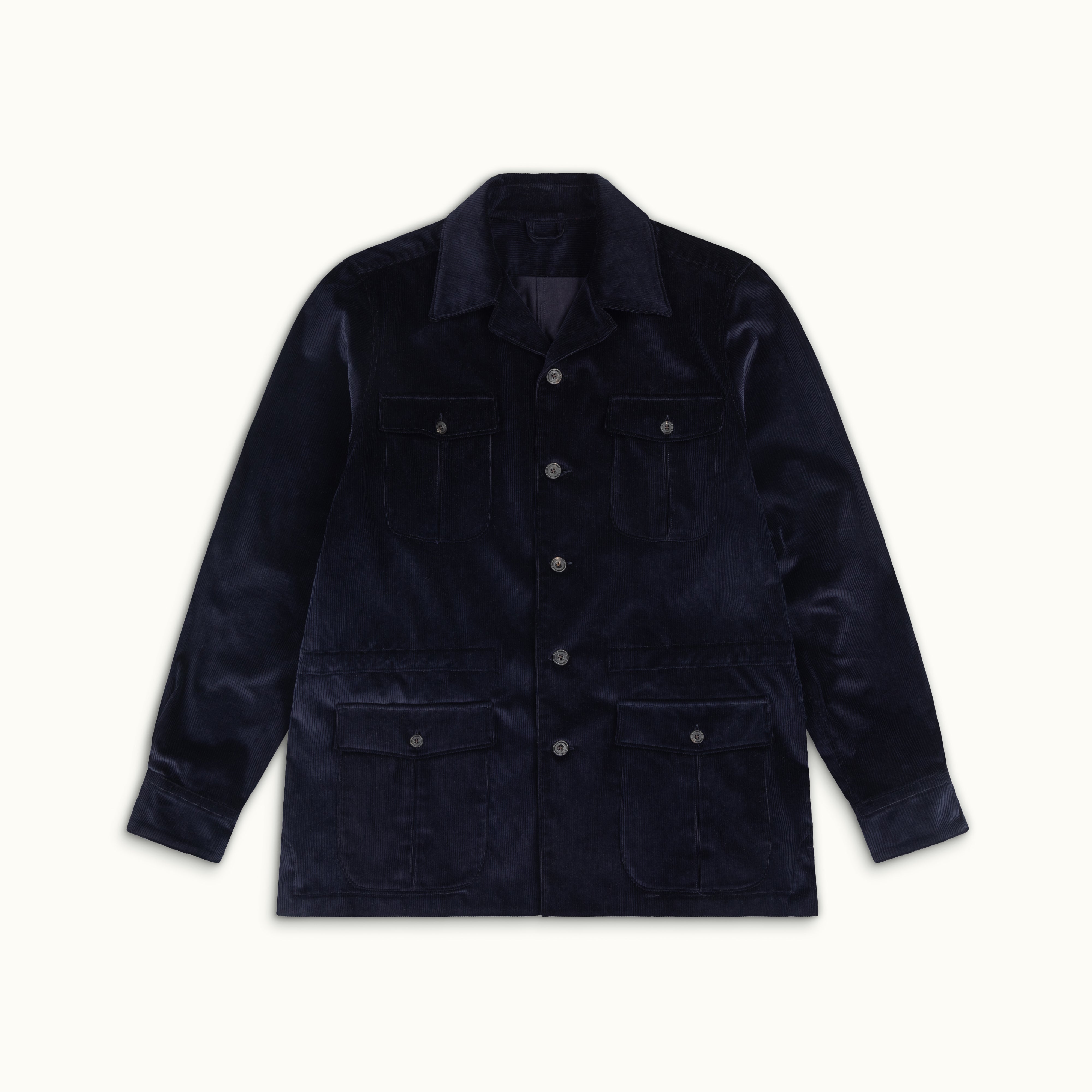 Navy Blue Corduroy Safari Jacket