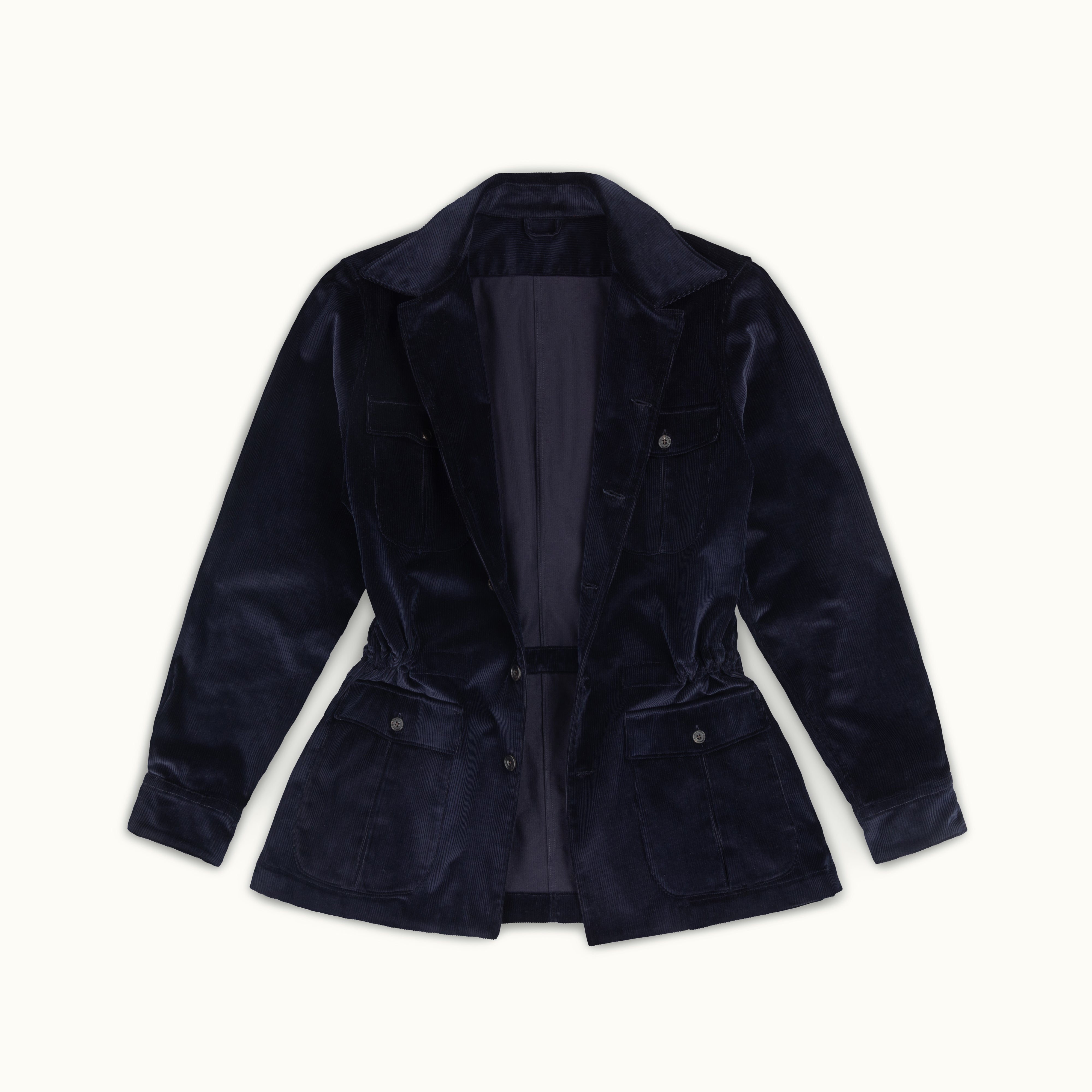 Navy Blue Corduroy Safari Jacket