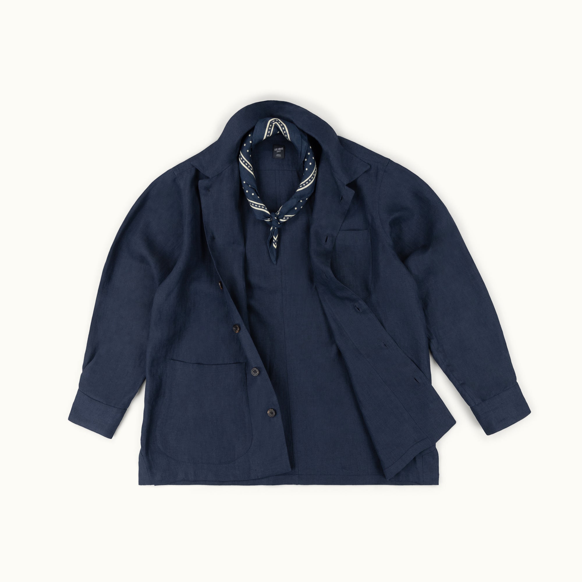 Washed Navy Linen Chore Jacket