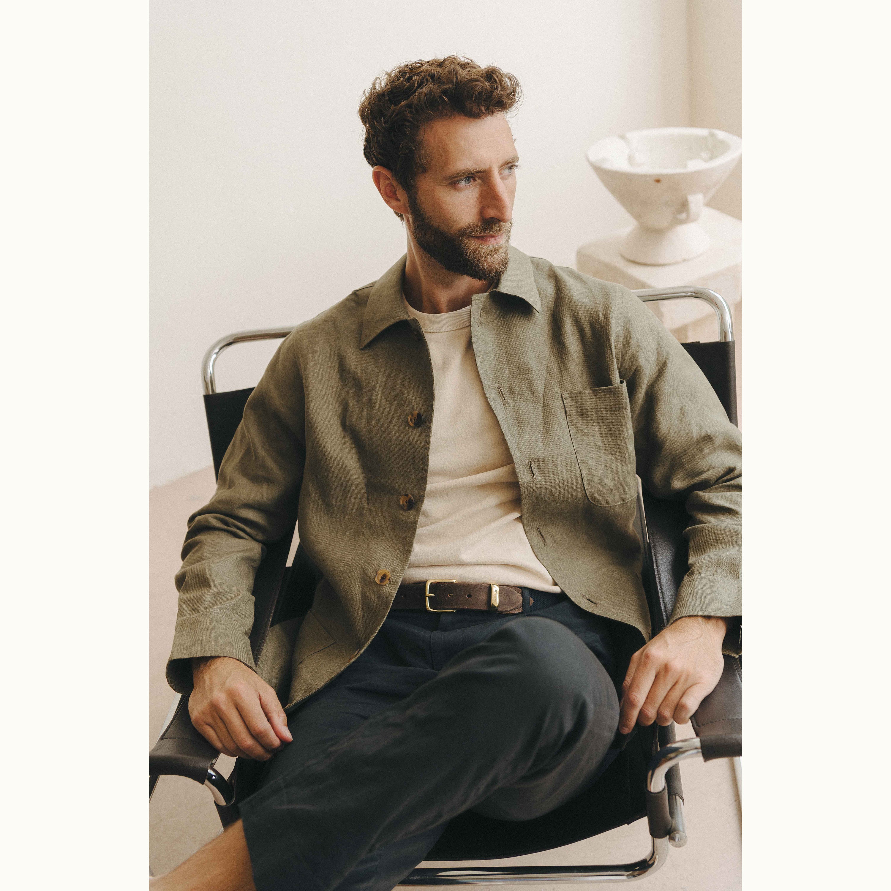 Khaki Linen Chore Jacket