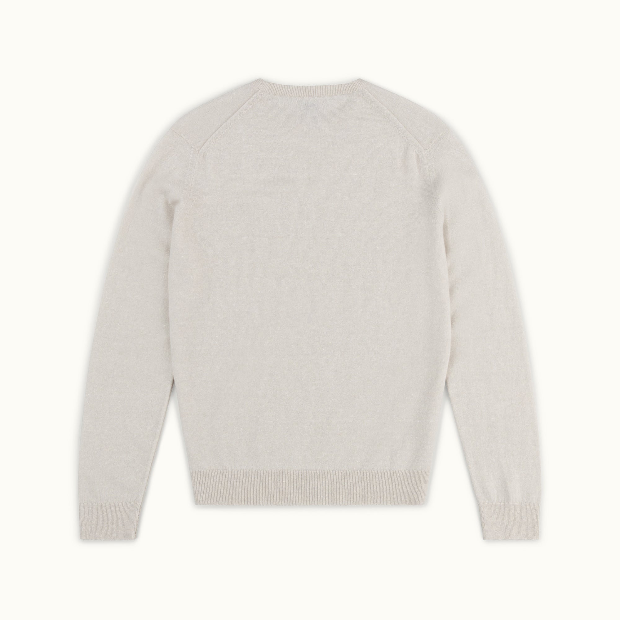 Ecru Cashmere-Linen Crew Neck Jumper